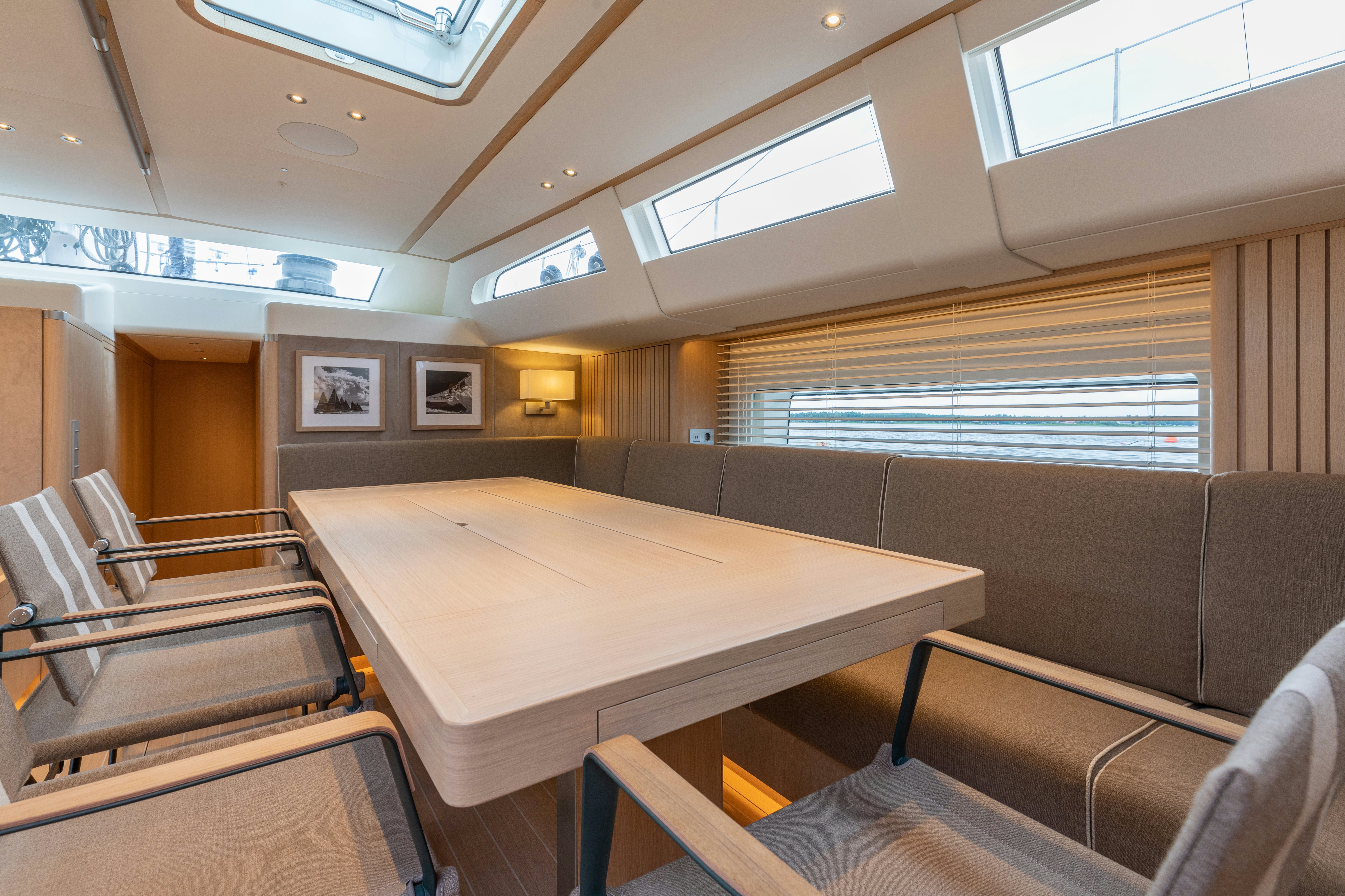 a conference room with a table aboard ALIX Yacht for Sale