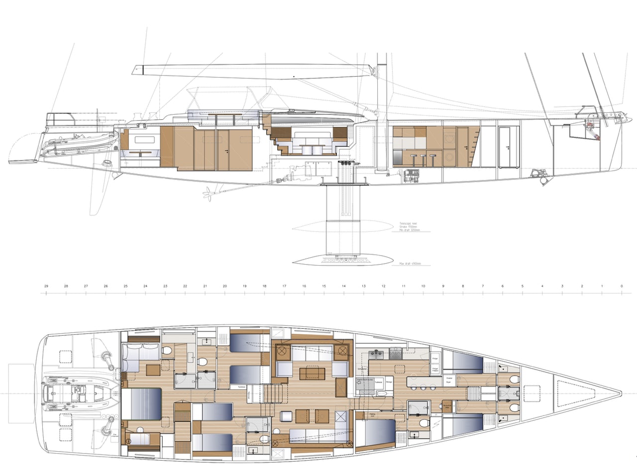 diagram, engineering drawing aboard ALIX Yacht for Sale