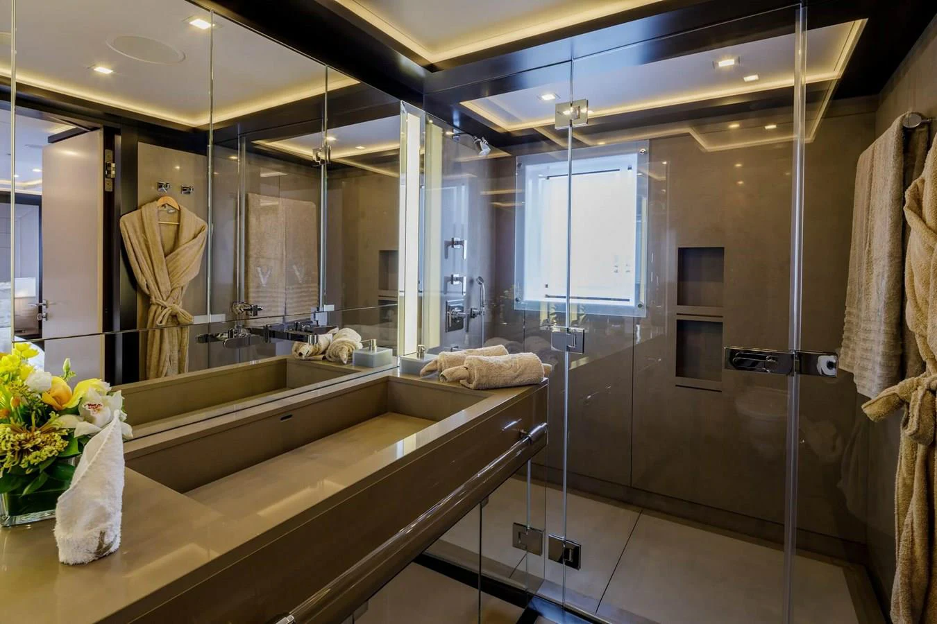 a bathroom with a large tub aboard SAPPHIRE Yacht for Charter