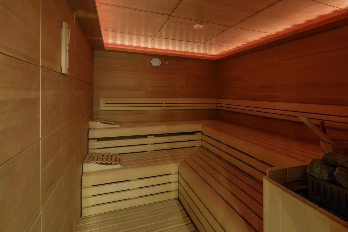 a wooden staircase with wooden walls aboard SAPPHIRE Yacht for Charter