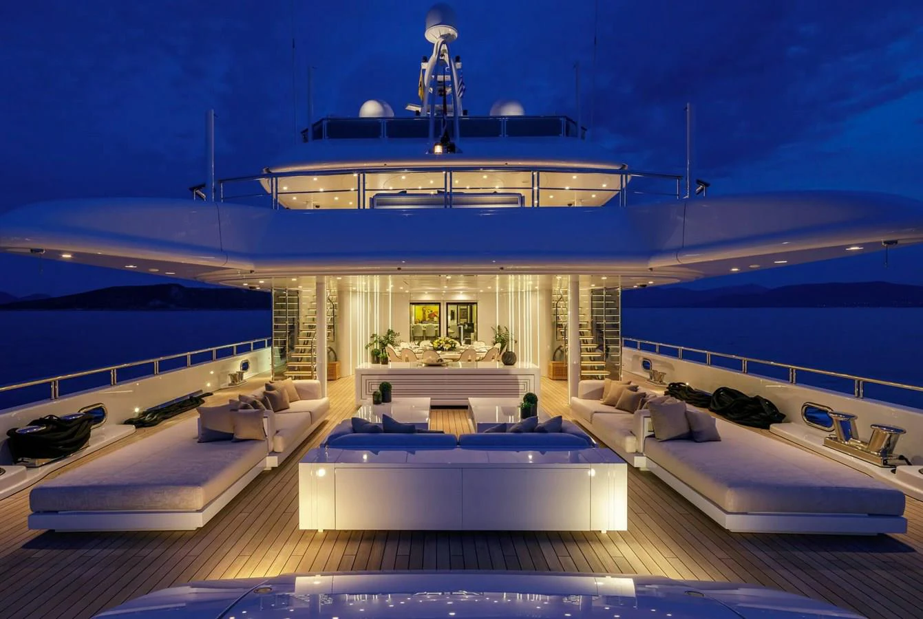 a large living room with a pool aboard SAPPHIRE Yacht for Charter