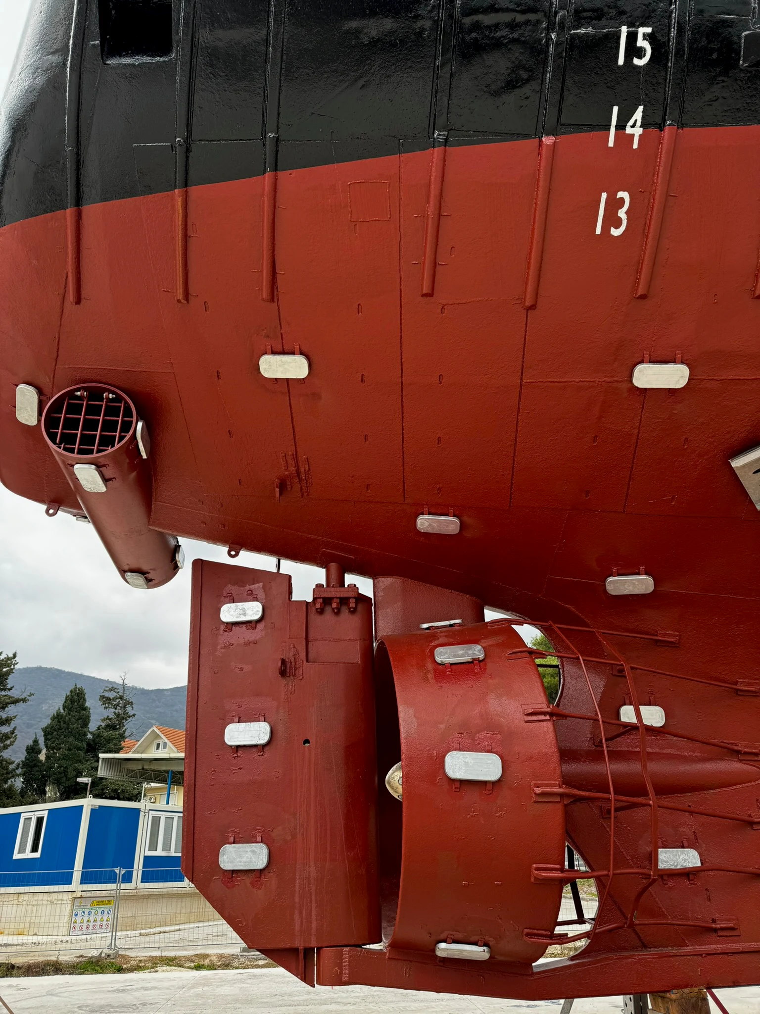 a large red truck aboard ANNE S PIERCE Yacht for Sale