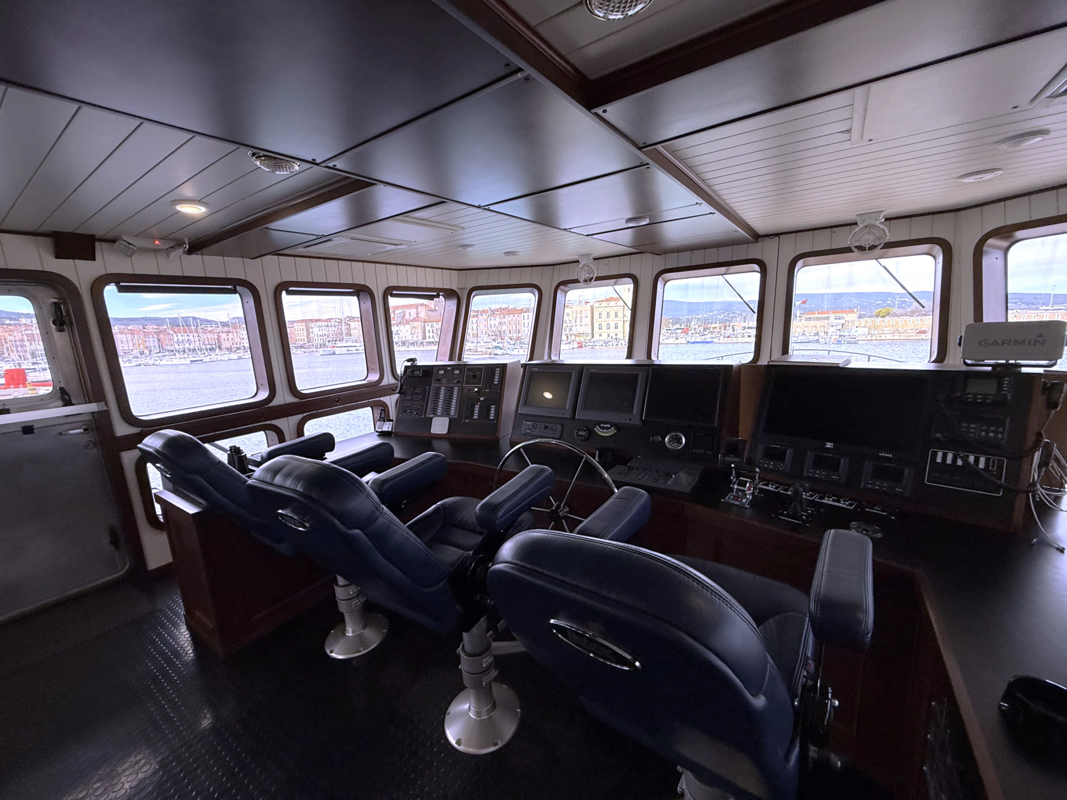 a room with many screens aboard ANNE S PIERCE Yacht for Sale
