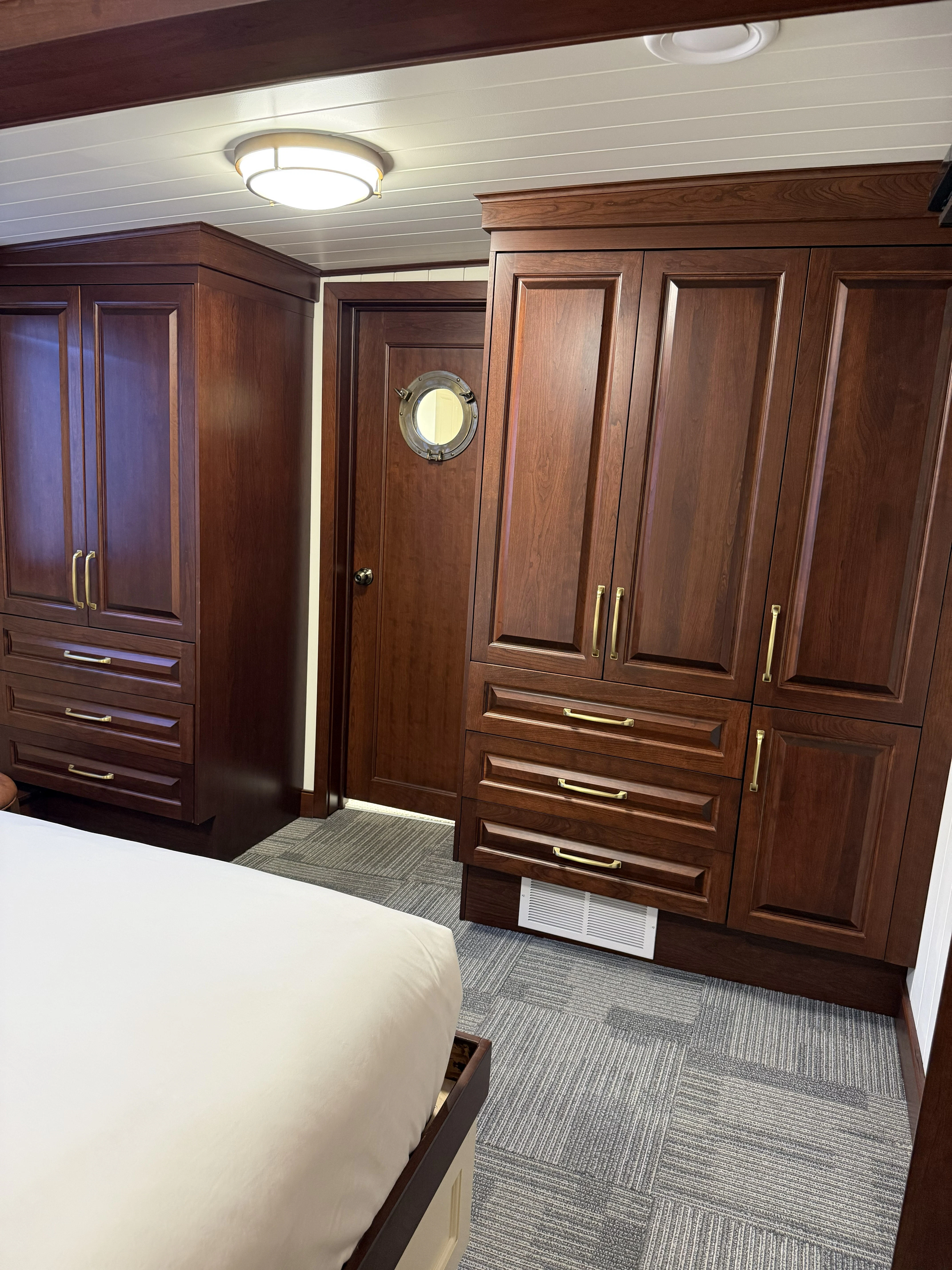 a room with wooden cabinets aboard ANNE S PIERCE Yacht for Sale