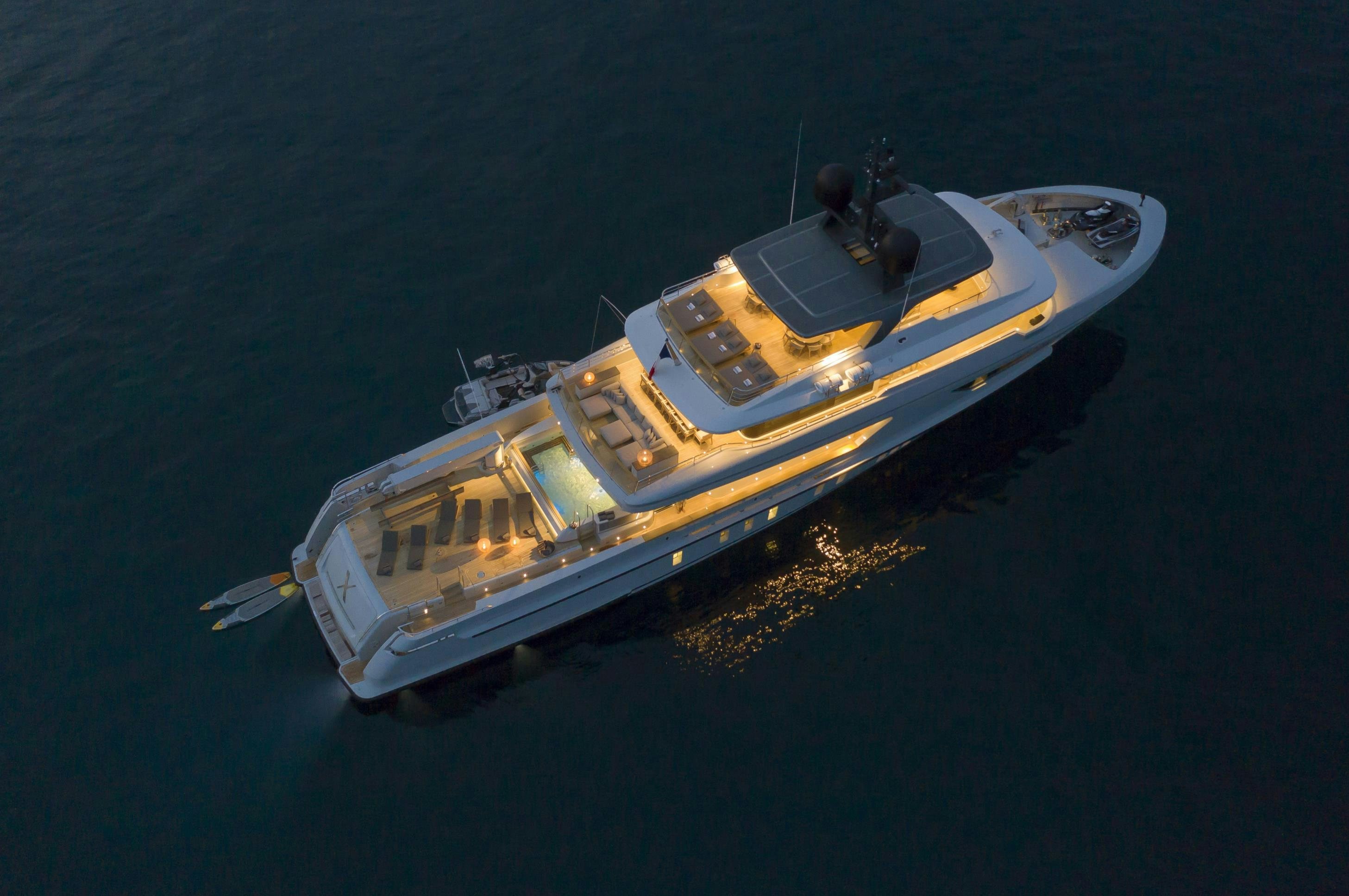 a high angle view of a boat aboard X Yacht for Sale