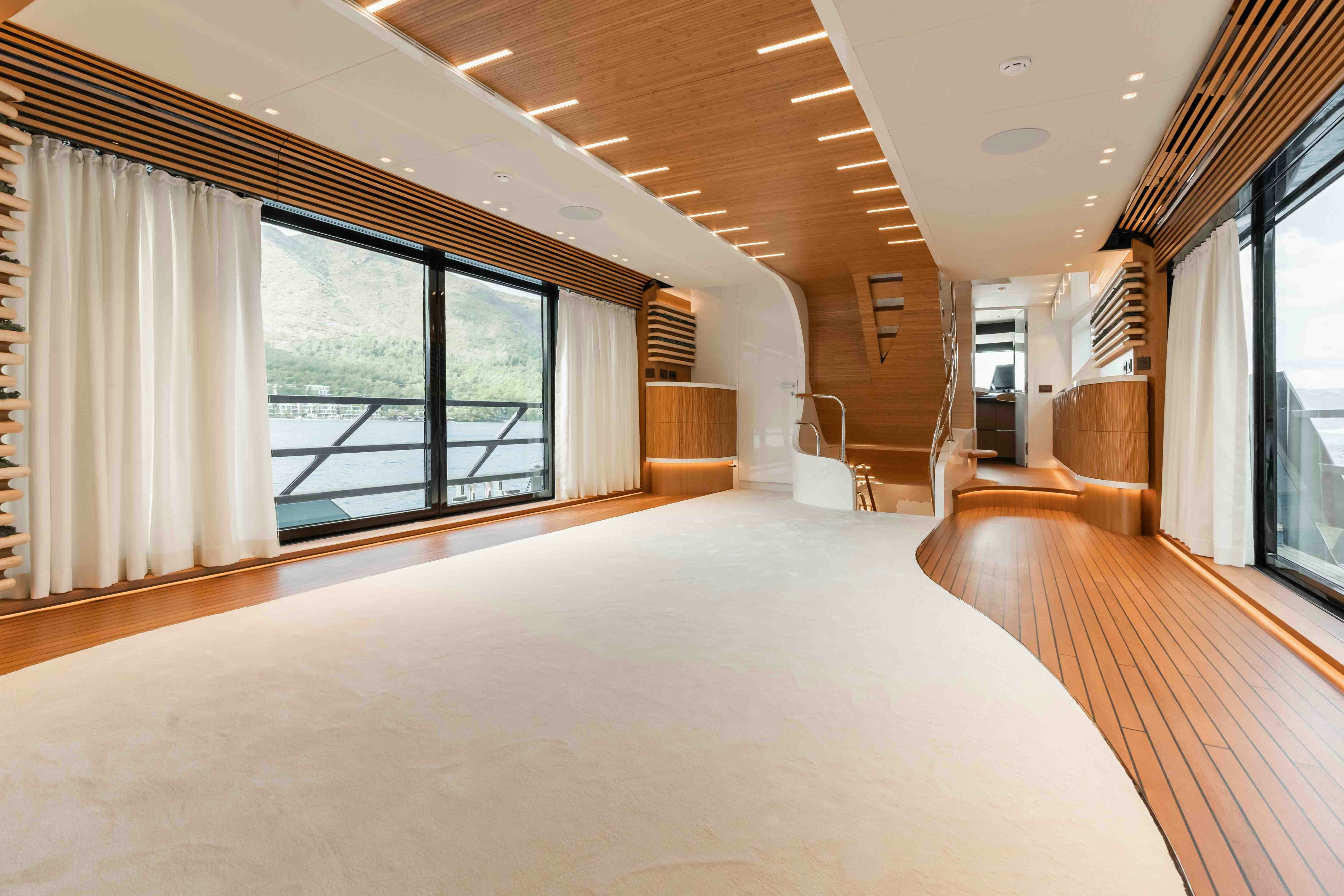 a large bedroom with a large bed aboard NB 202 Yacht for Sale
