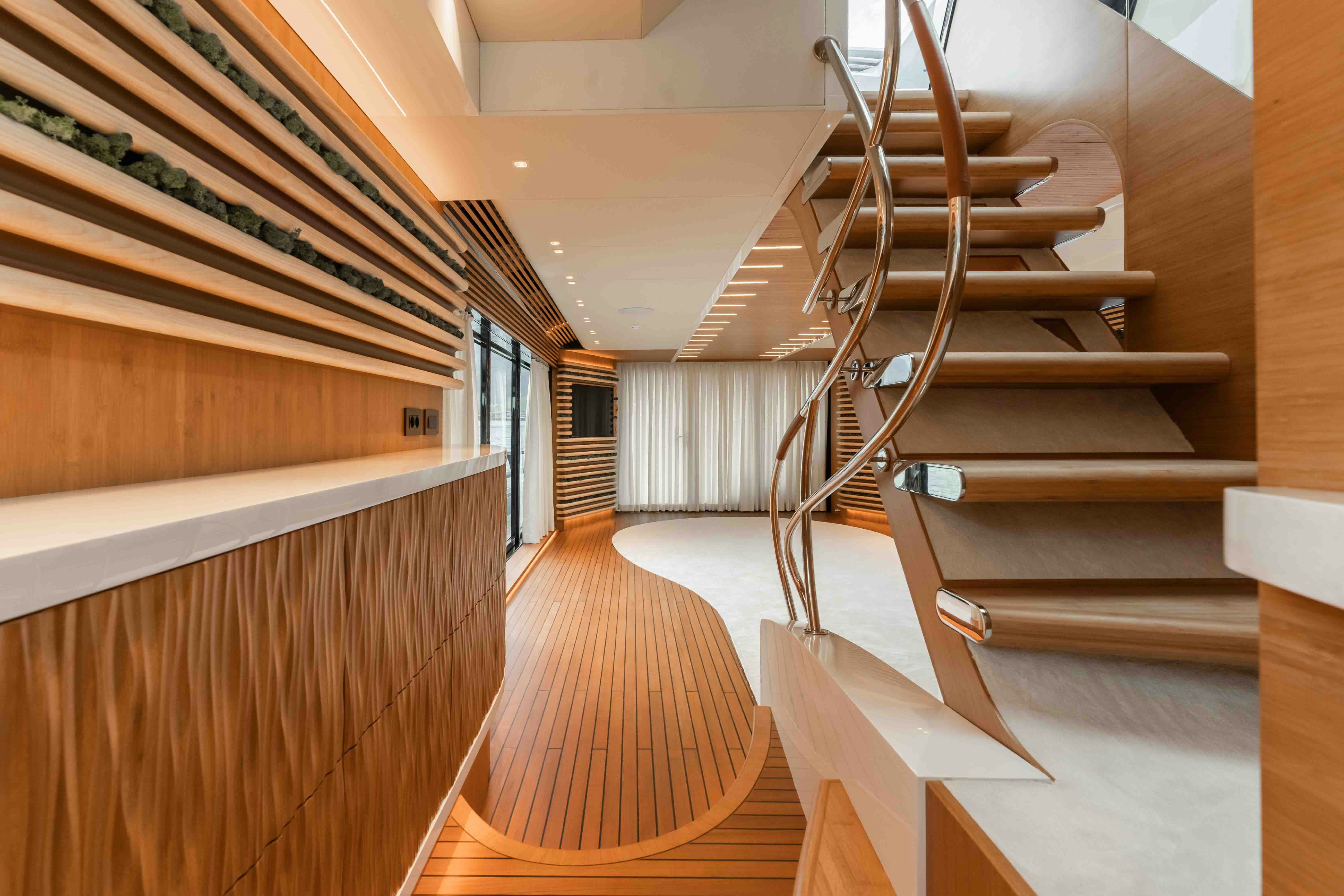 a staircase in a building aboard NB 202 Yacht for Sale