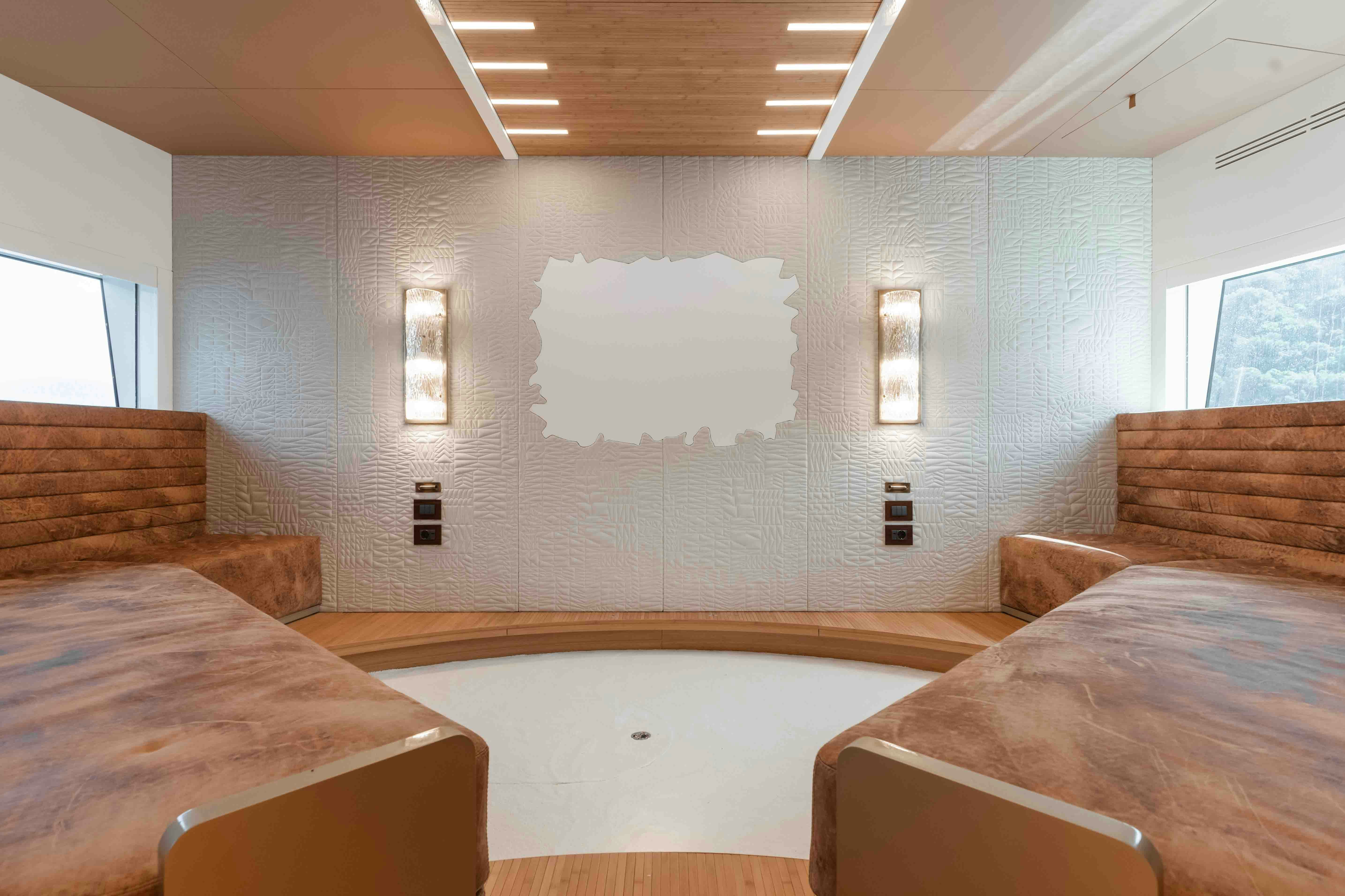 a room with couches and a table aboard NB 202 Yacht for Sale