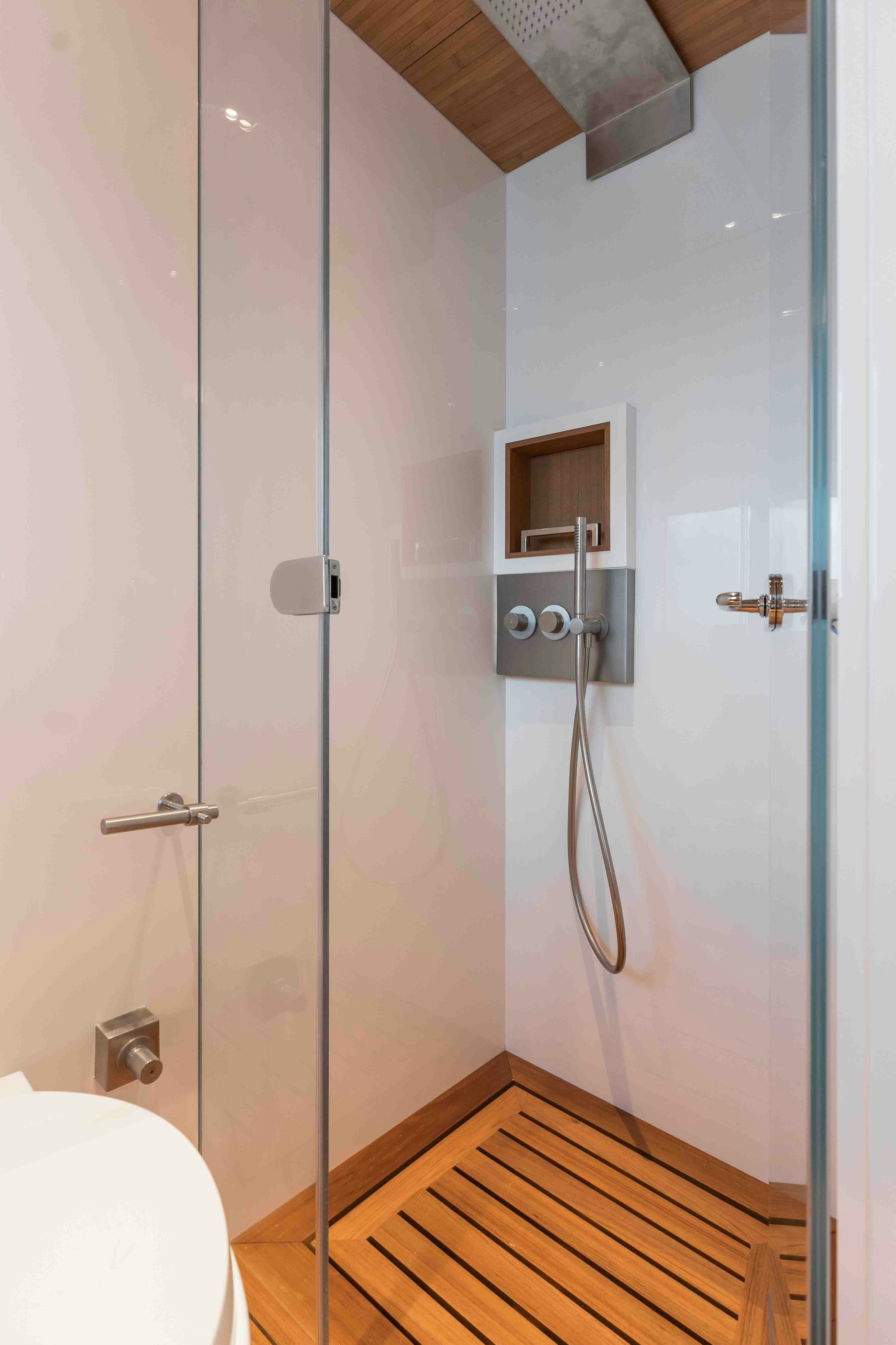 a shower unit in a bathroom aboard NB 202 Yacht for Sale
