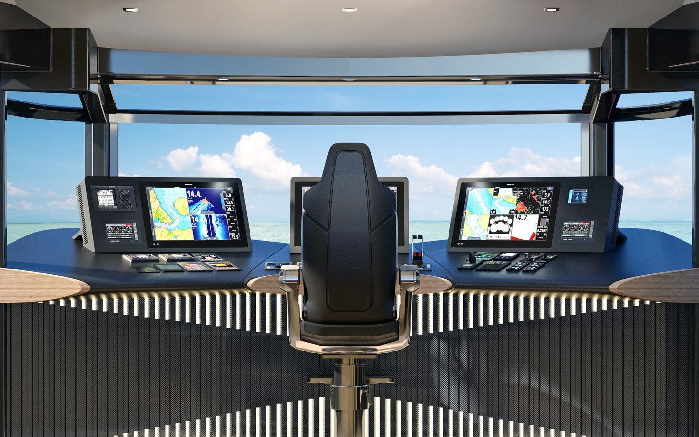 a room with computers and monitors aboard NB 202 Yacht for Sale
