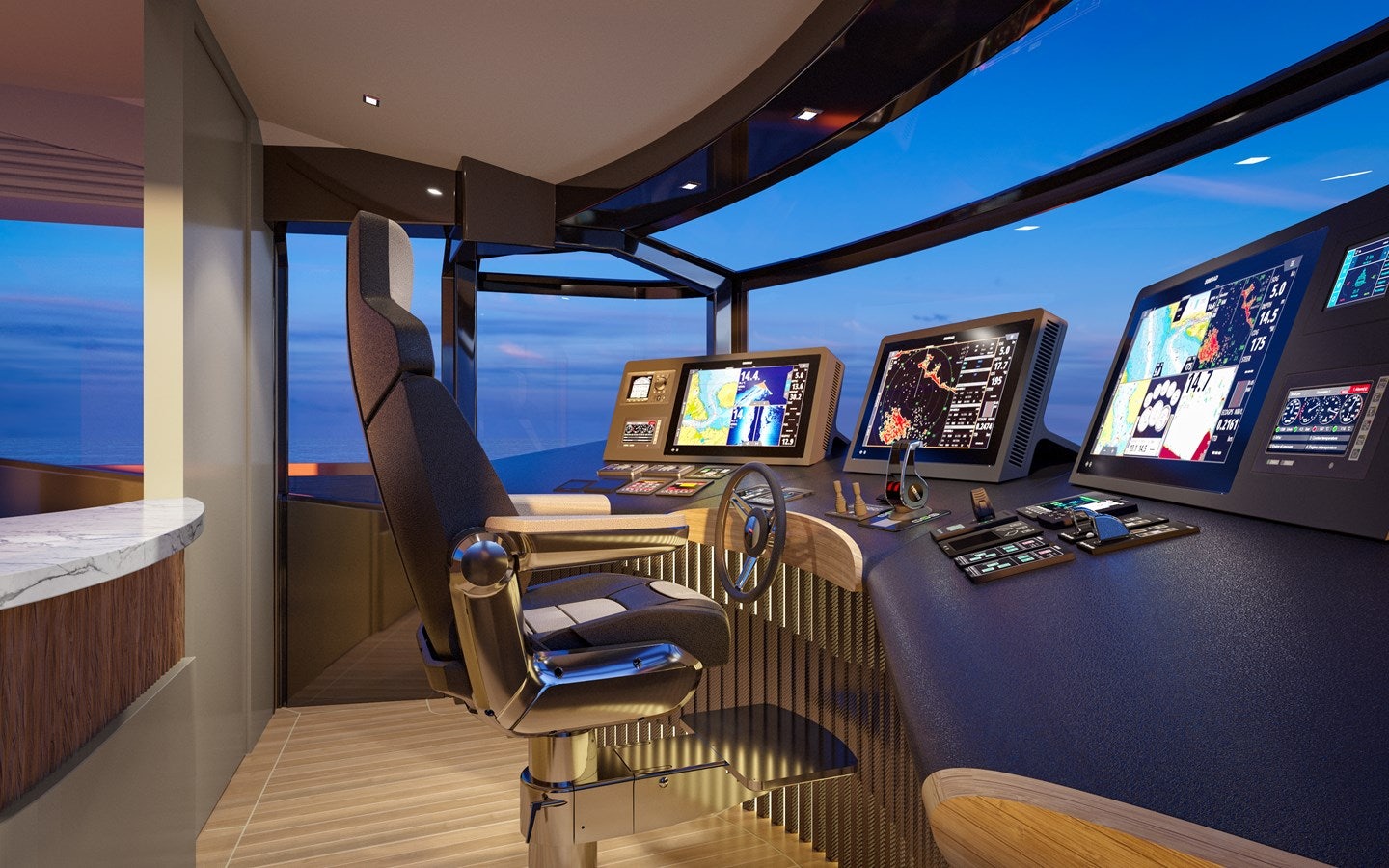 a room with computers and monitors aboard NB 202 Yacht for Sale