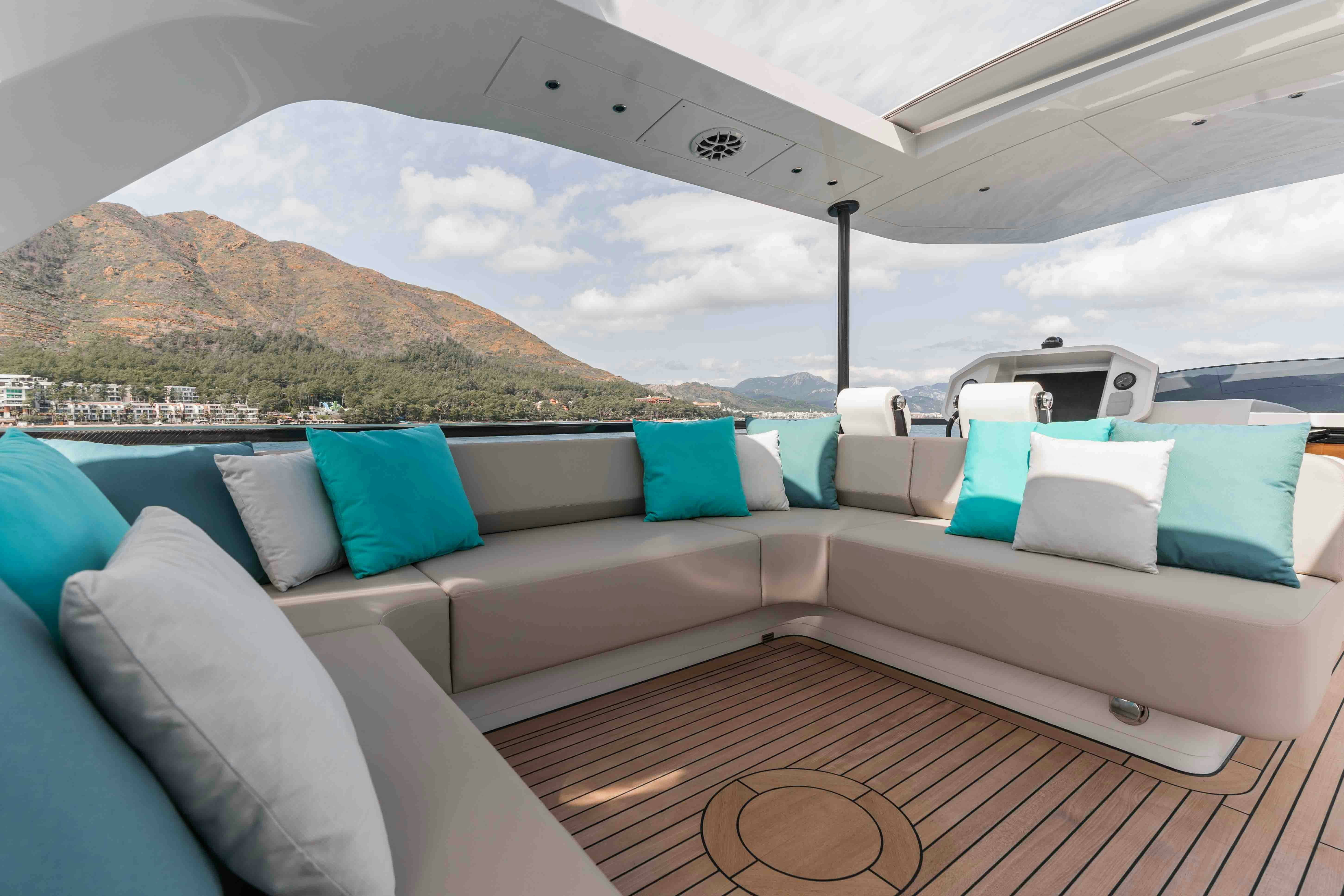 a couch on a boat aboard NB 202 Yacht for Sale