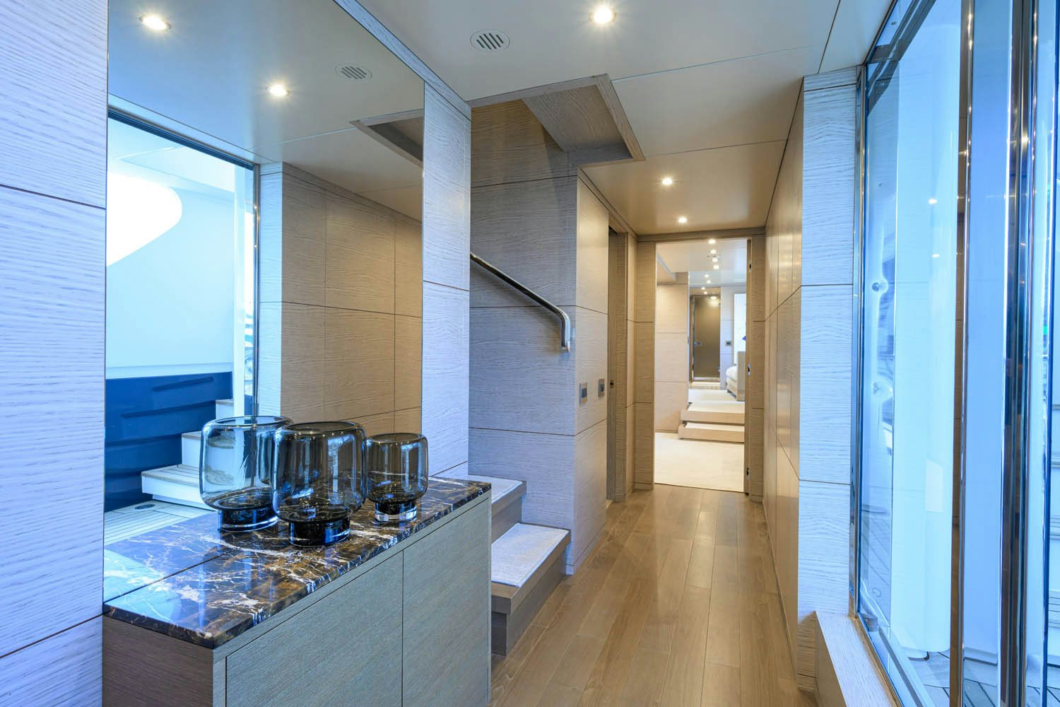 a kitchen with marble counter tops aboard COFINA Yacht for Charter