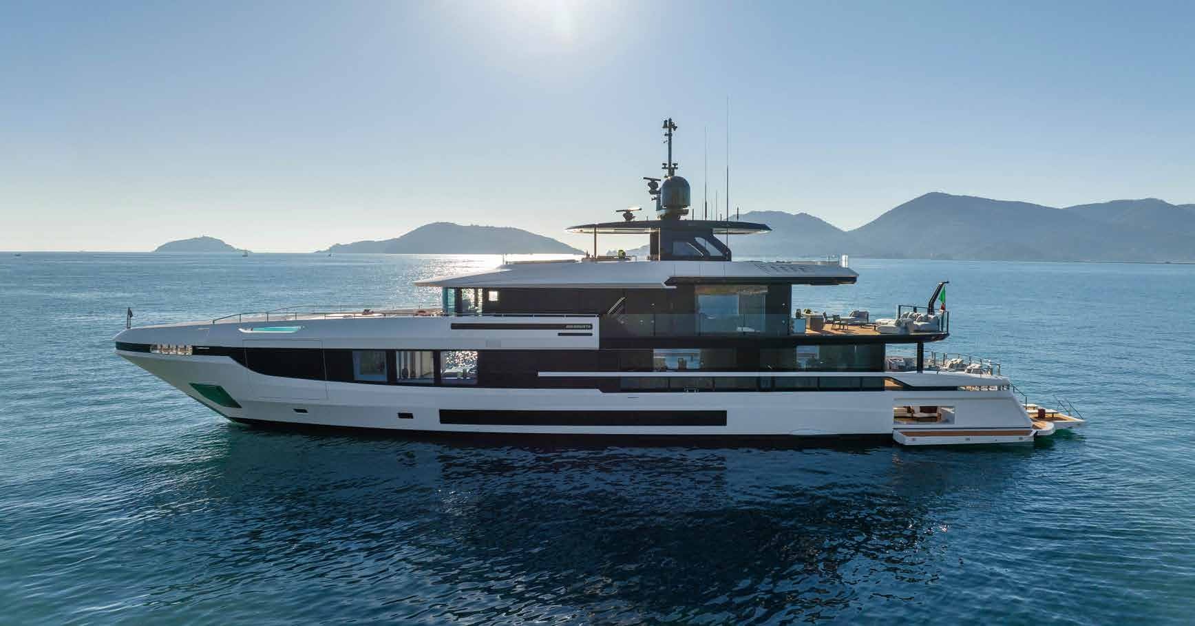 a large ship in the water aboard MANGUSTA OCEANO 44/08 Yacht for Sale