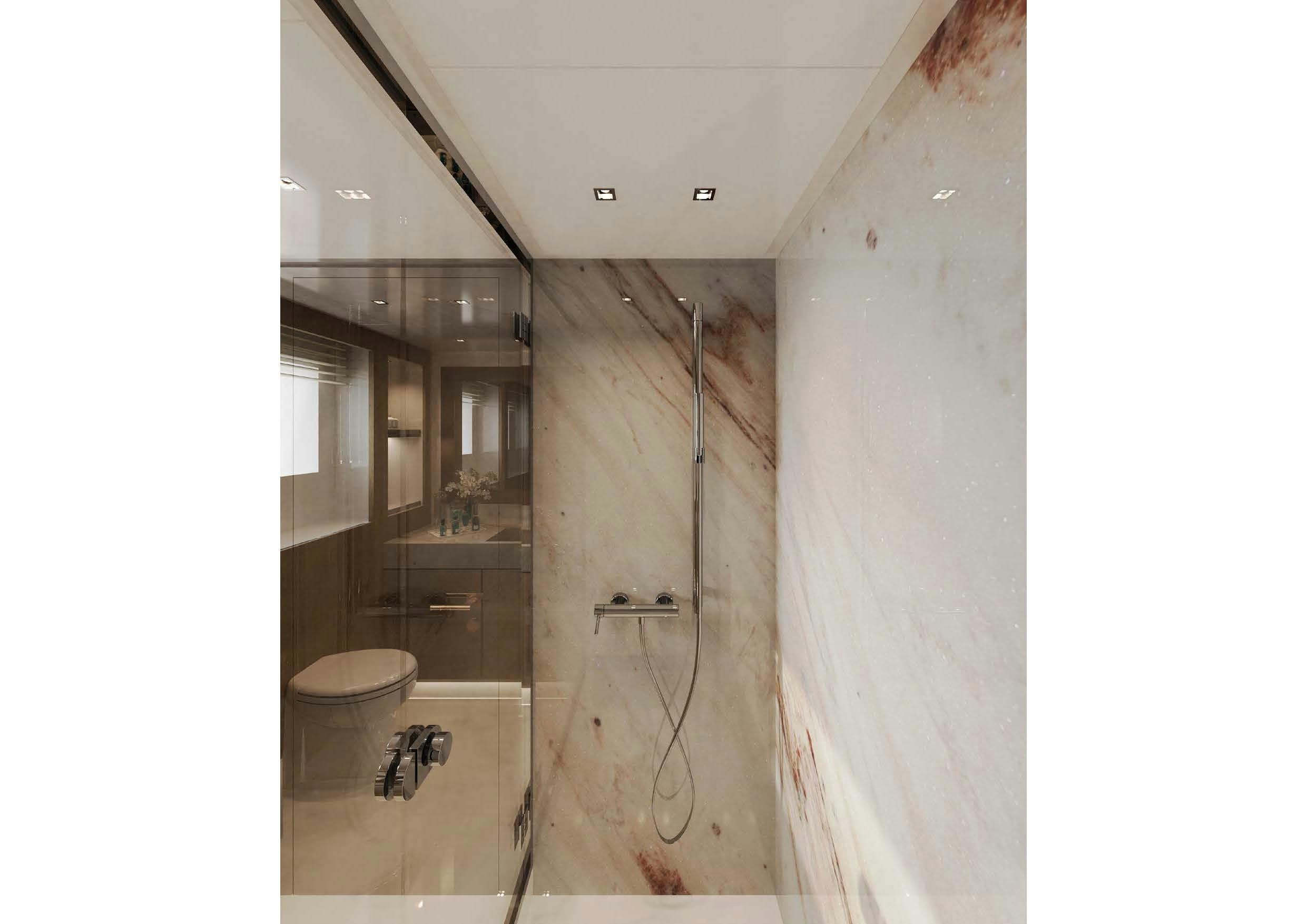 a bathroom with a toilet aboard MANGUSTA OCEANO 44/08 Yacht for Sale