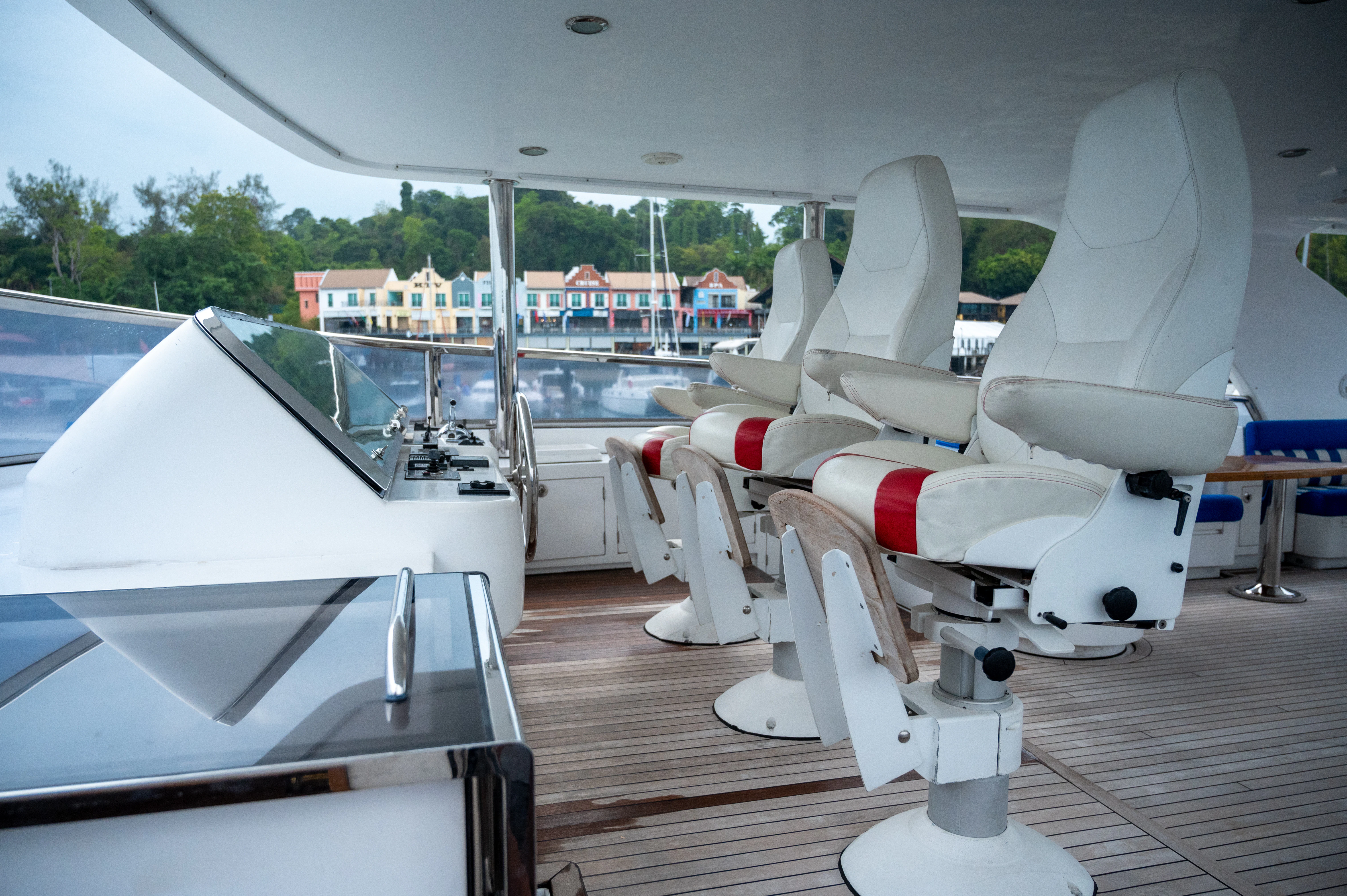 a boat on a deck aboard LADY EILEEN II Yacht for Sale