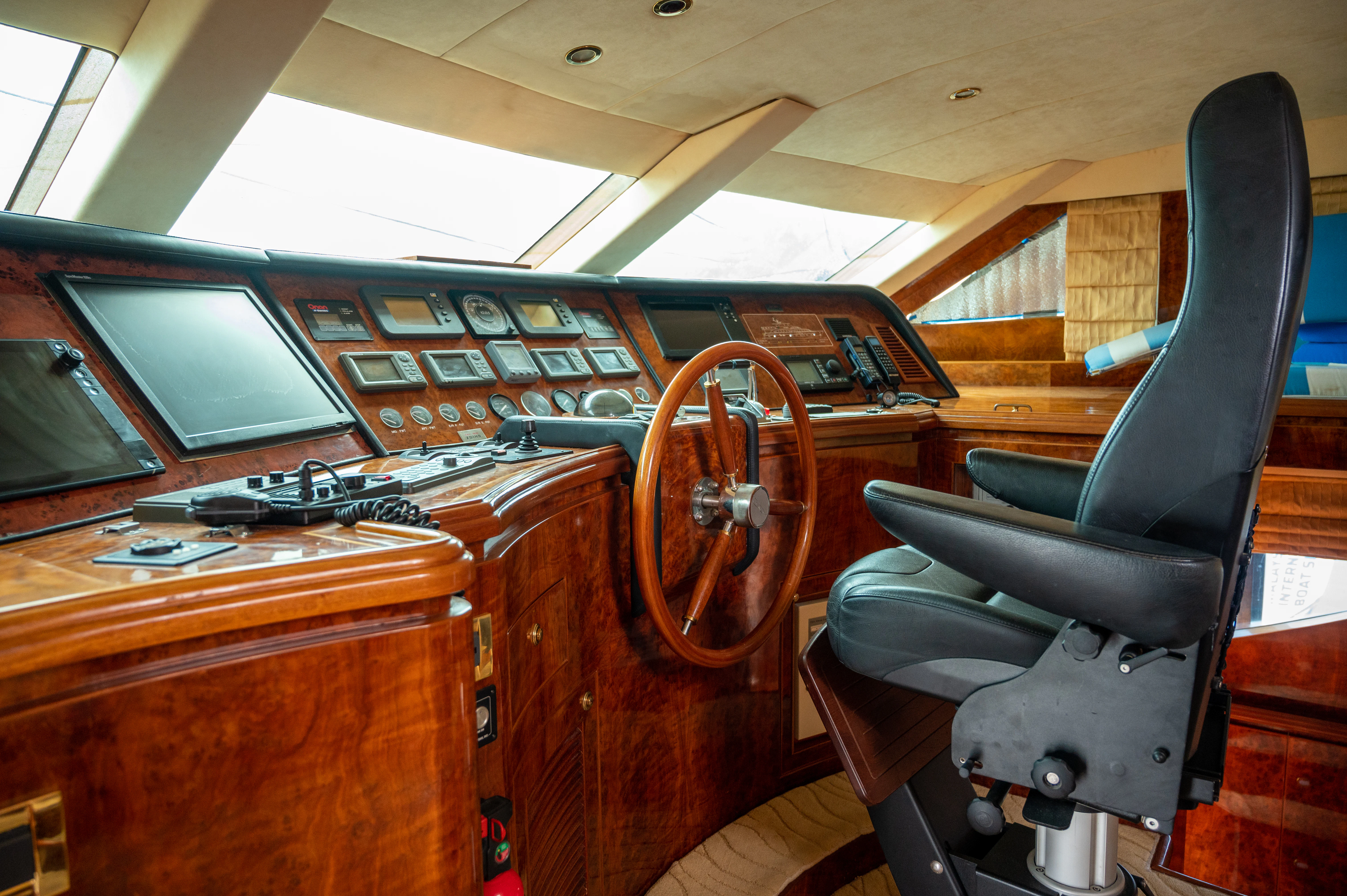 the inside of a car aboard LADY EILEEN II Yacht for Sale