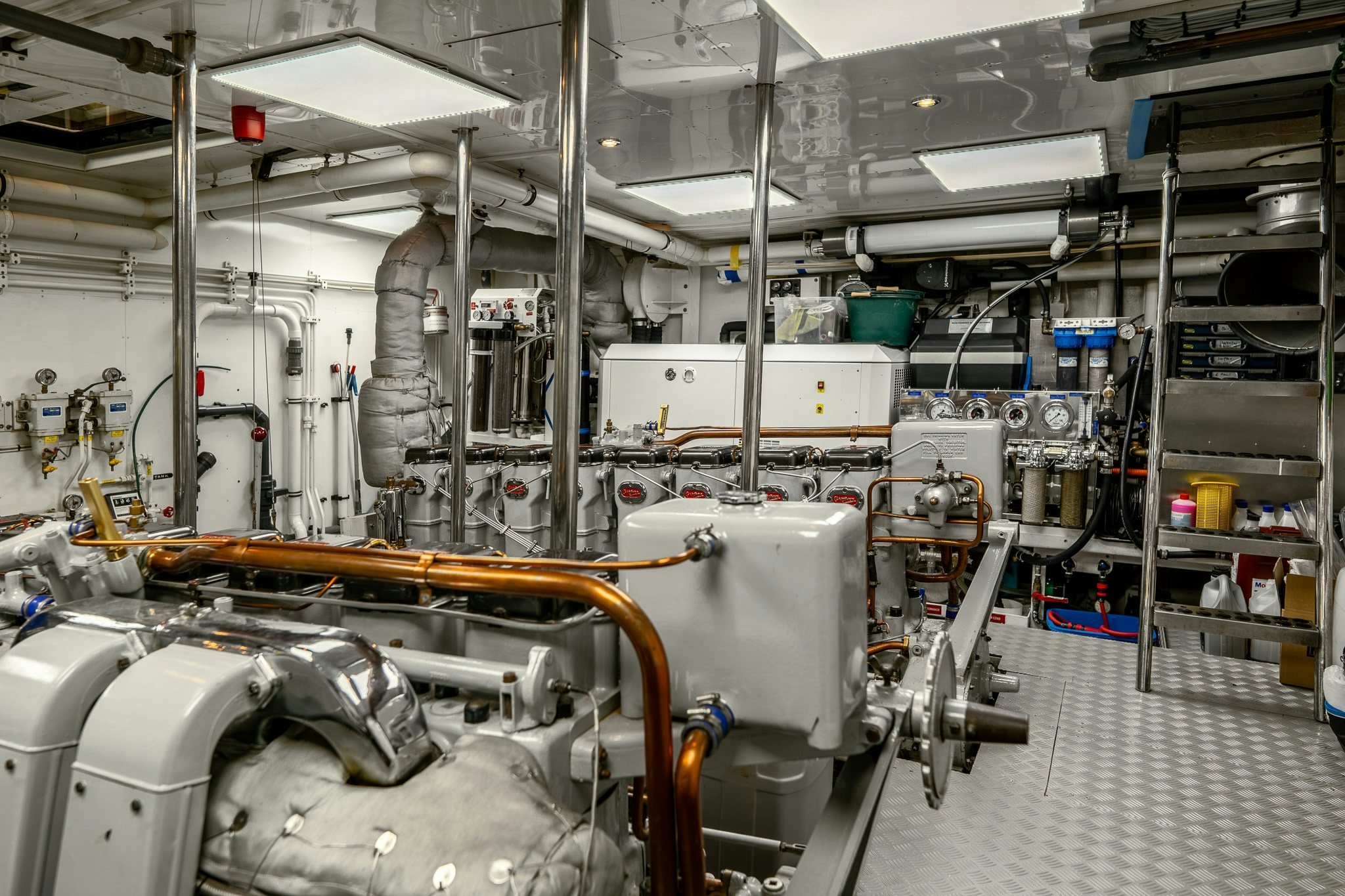 a room with machinery aboard SULTANA Yacht for Sale