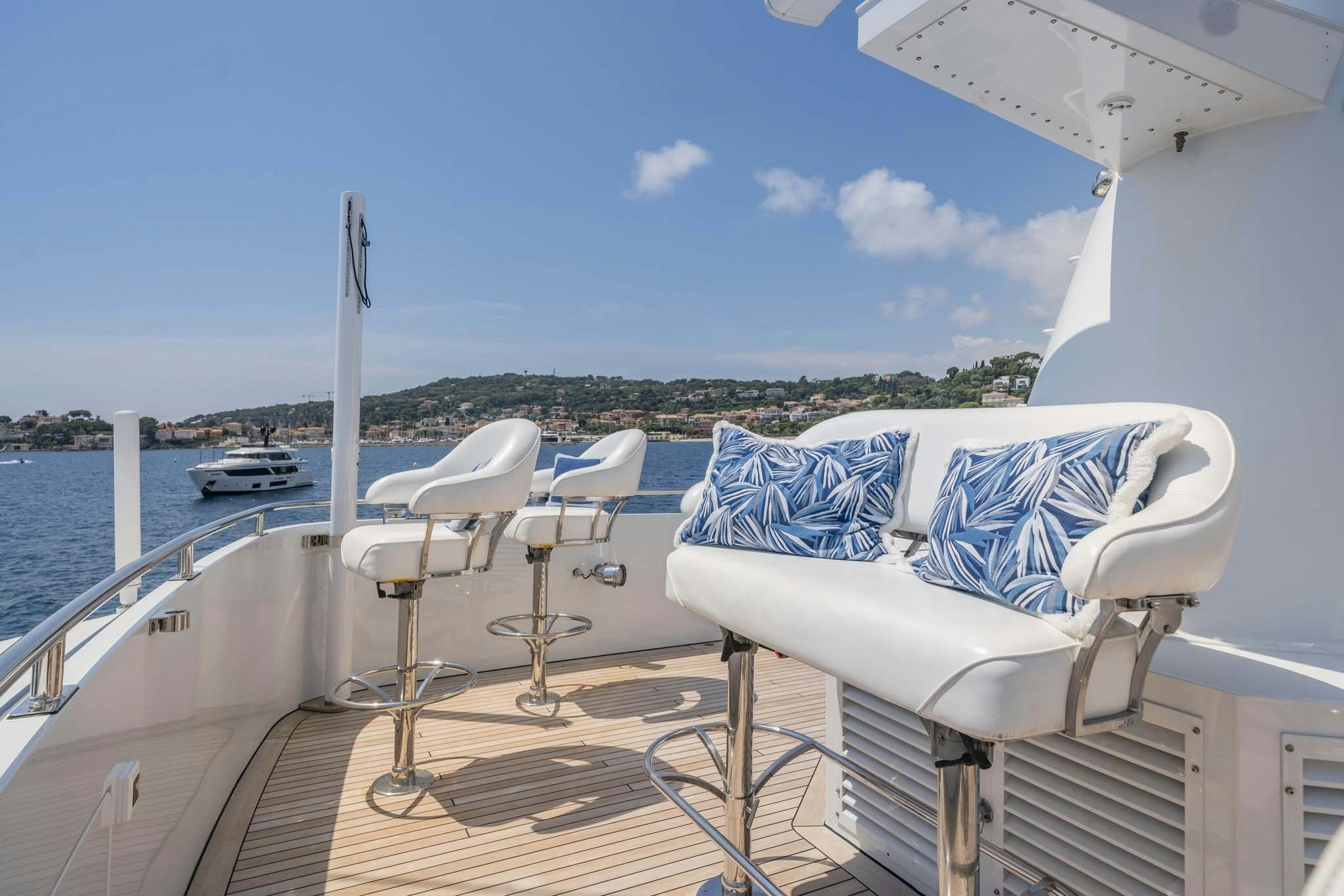 a boat on the water aboard SYNTHESIS 66 Yacht for Charter