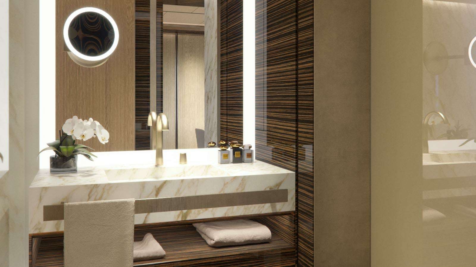 a bathtub with candles and flowers aboard GECO Yacht for Charter