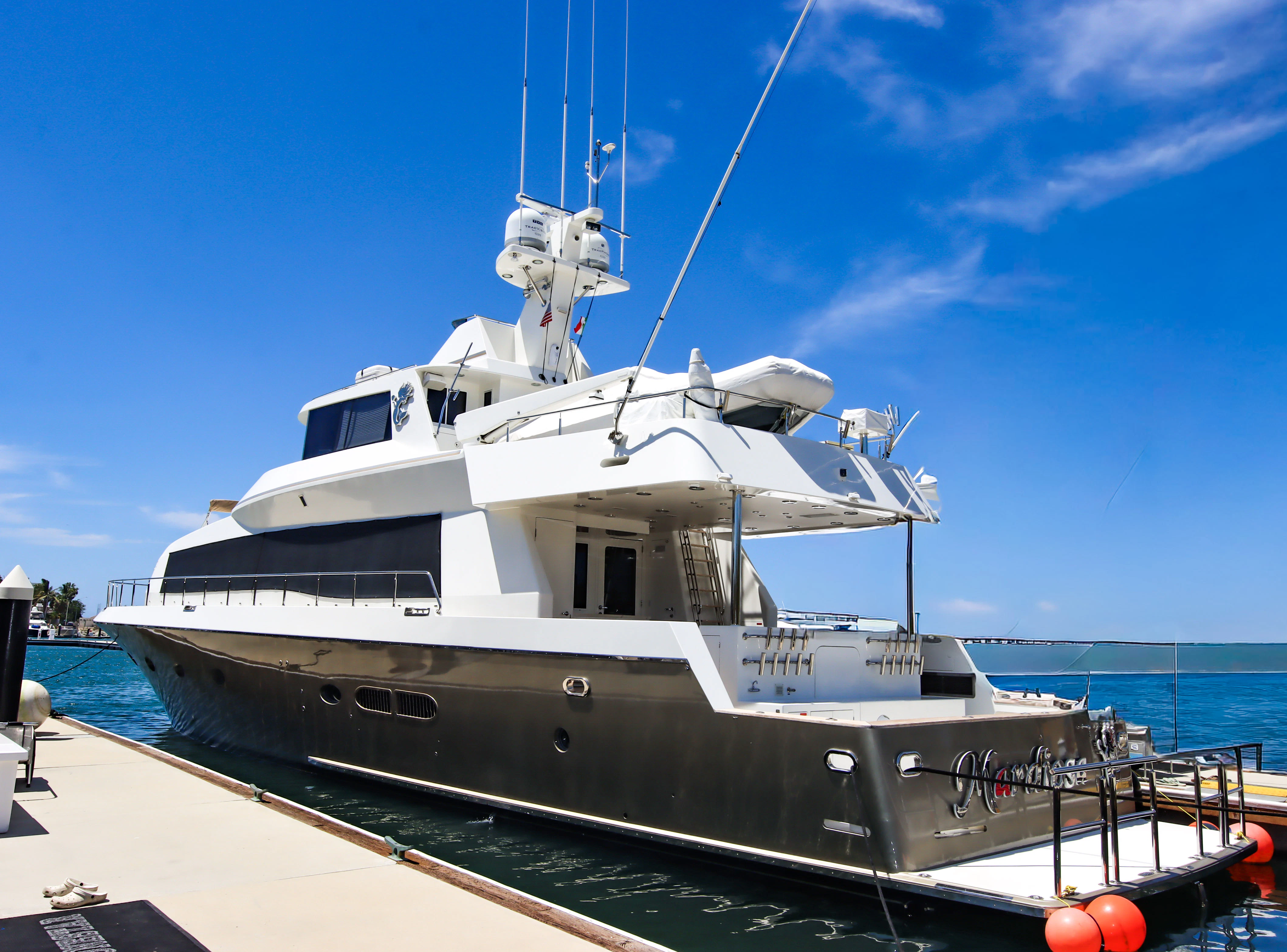 a large white boat aboard MARDIOSA Yacht for Sale