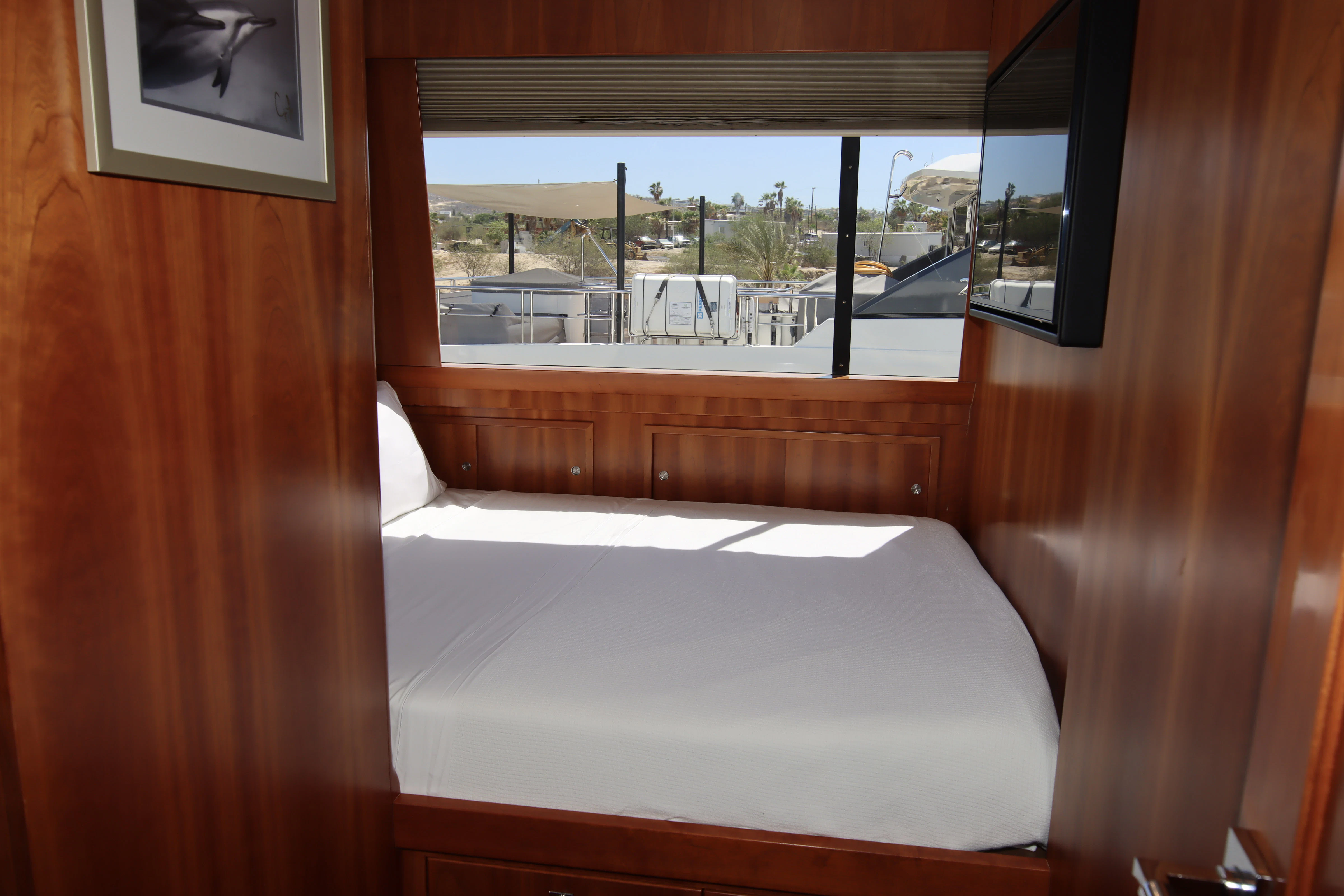 a bed in a room aboard MARDIOSA Yacht for Sale