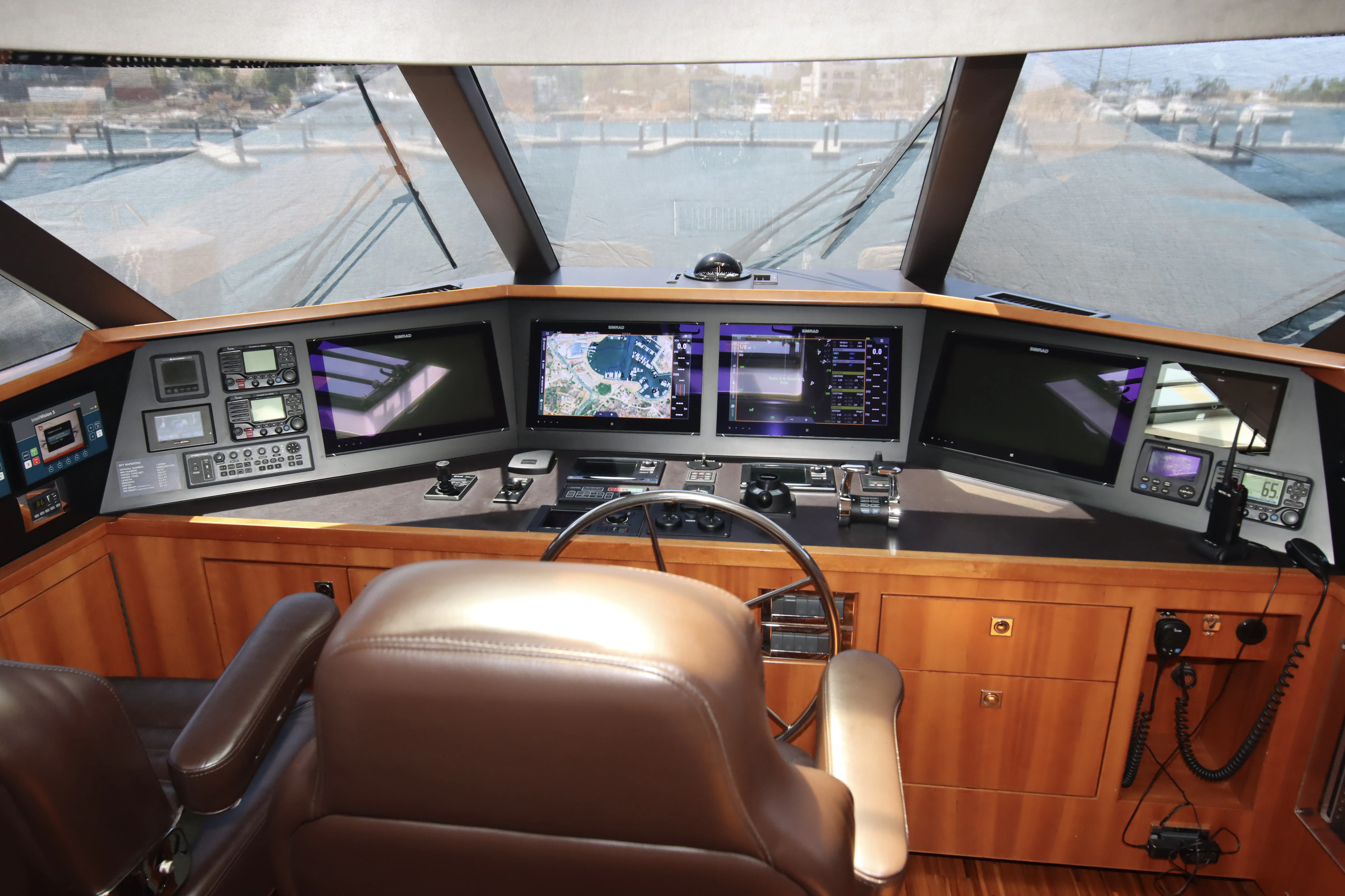 inside of a vehicle with many monitors aboard MARDIOSA Yacht for Sale