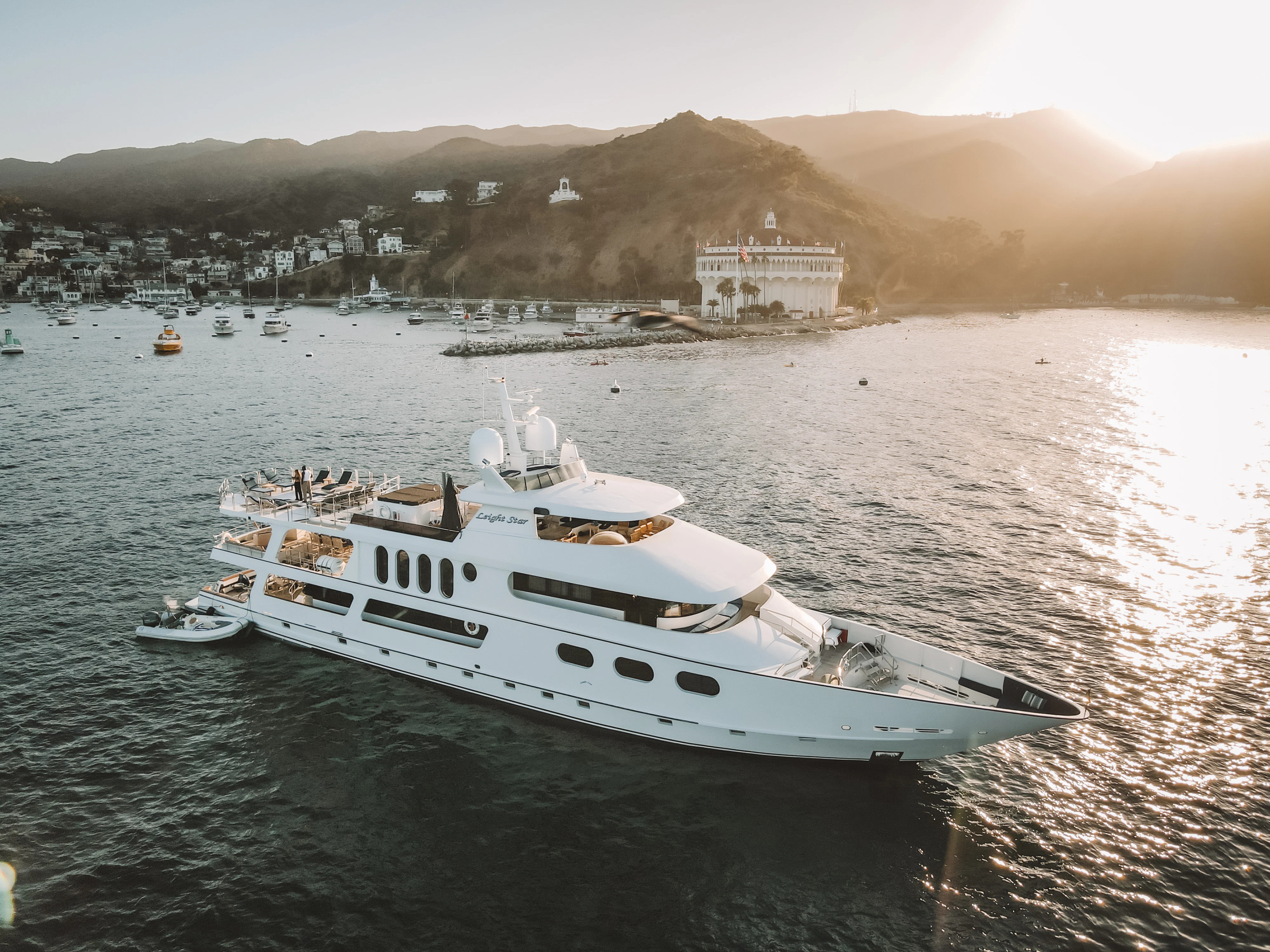 a boat on the water aboard AURORA Yacht for Sale