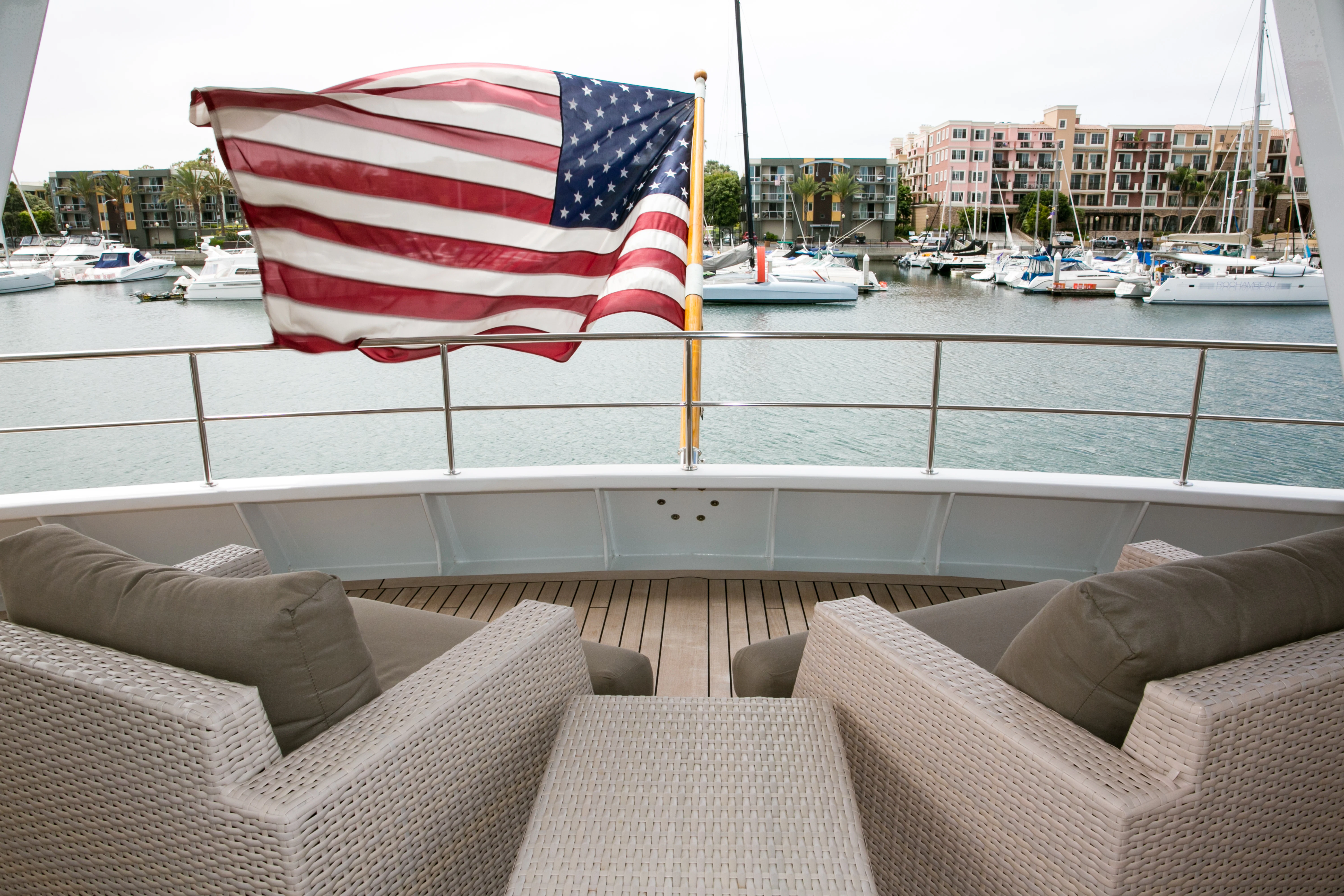 a flag on a pole aboard AURORA Yacht for Sale