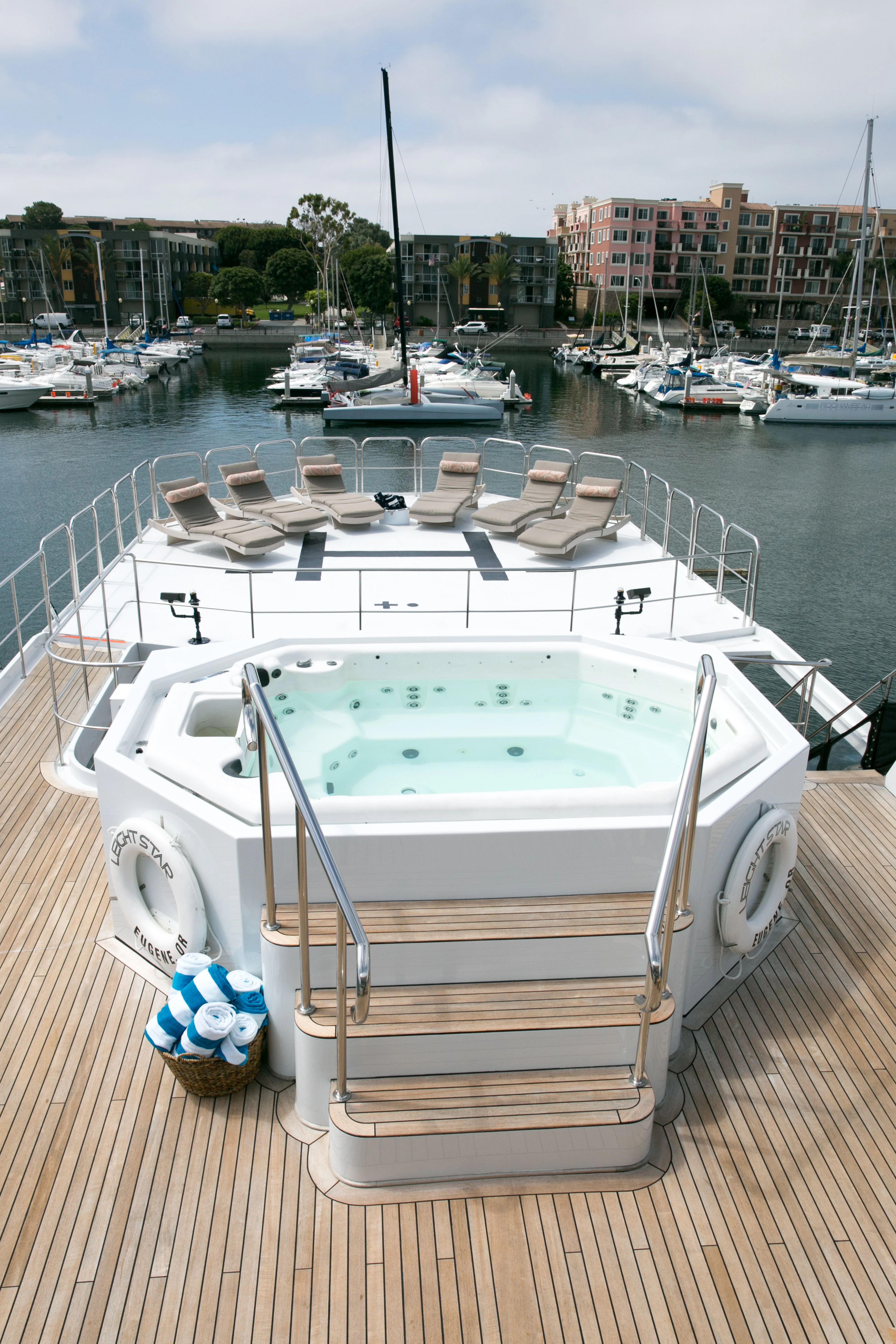 a boat on a dock aboard AURORA Yacht for Sale