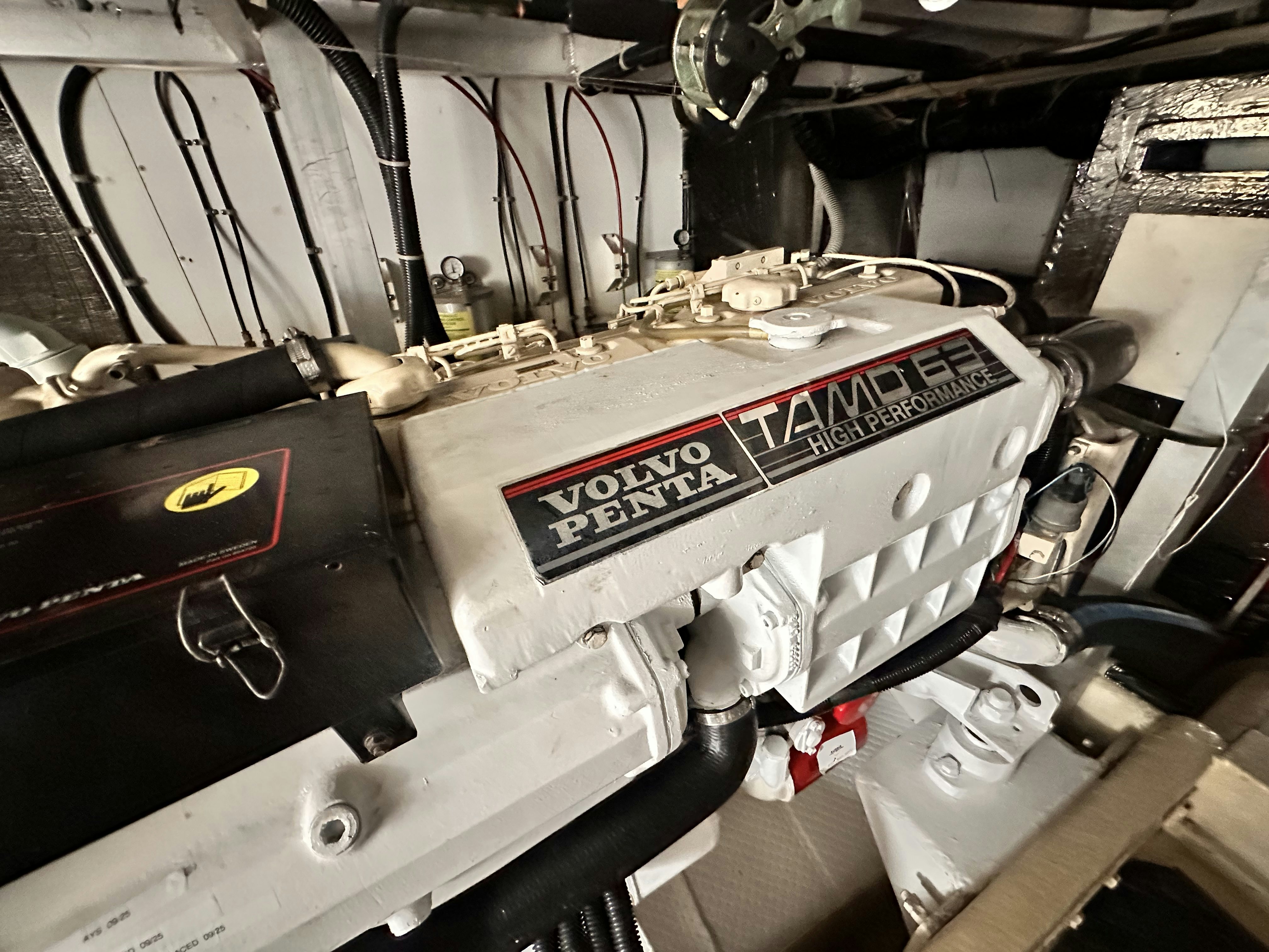a close-up of a car engine aboard BARKRUISER Yacht for Sale