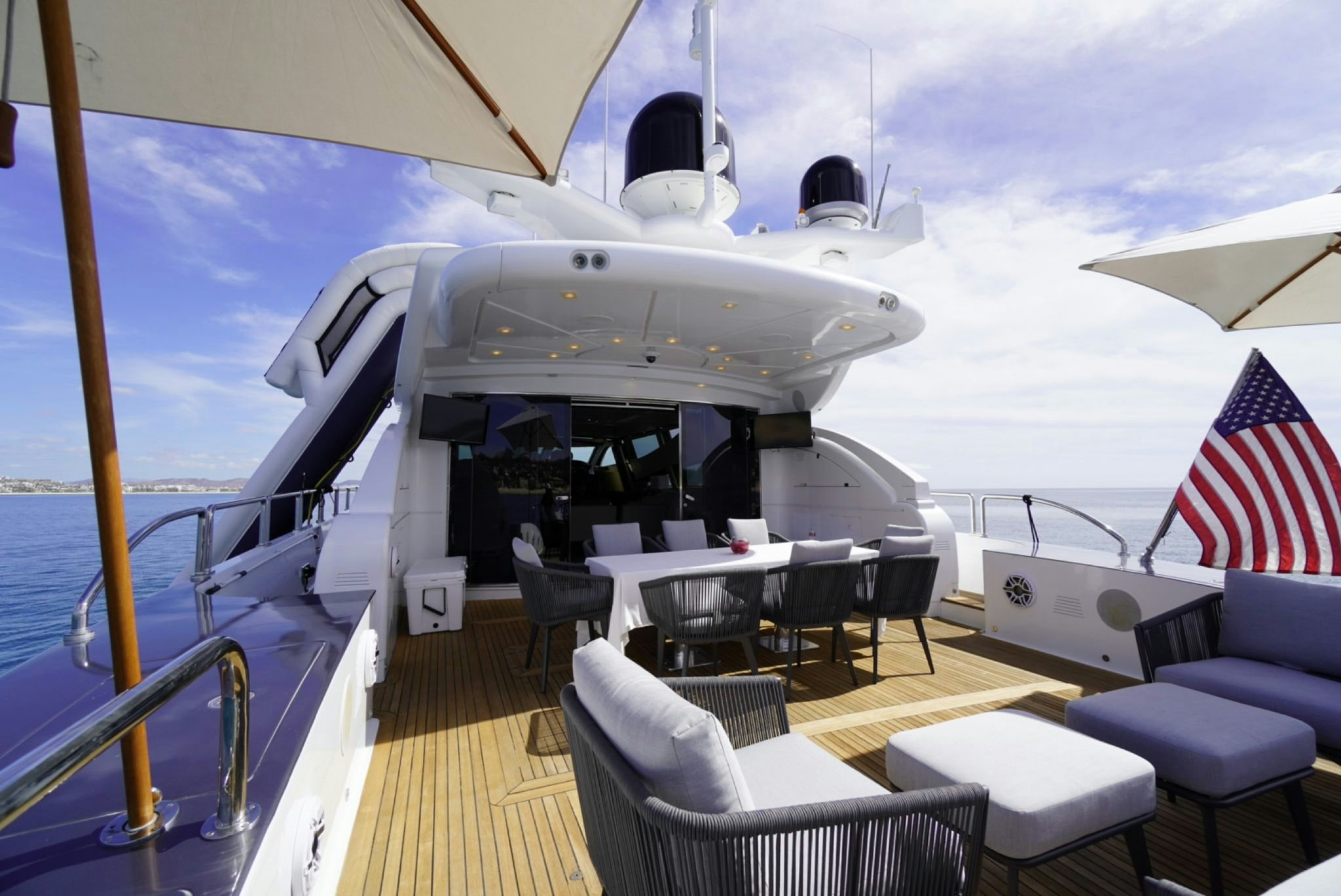 a boat on a deck aboard GO Yacht for Sale