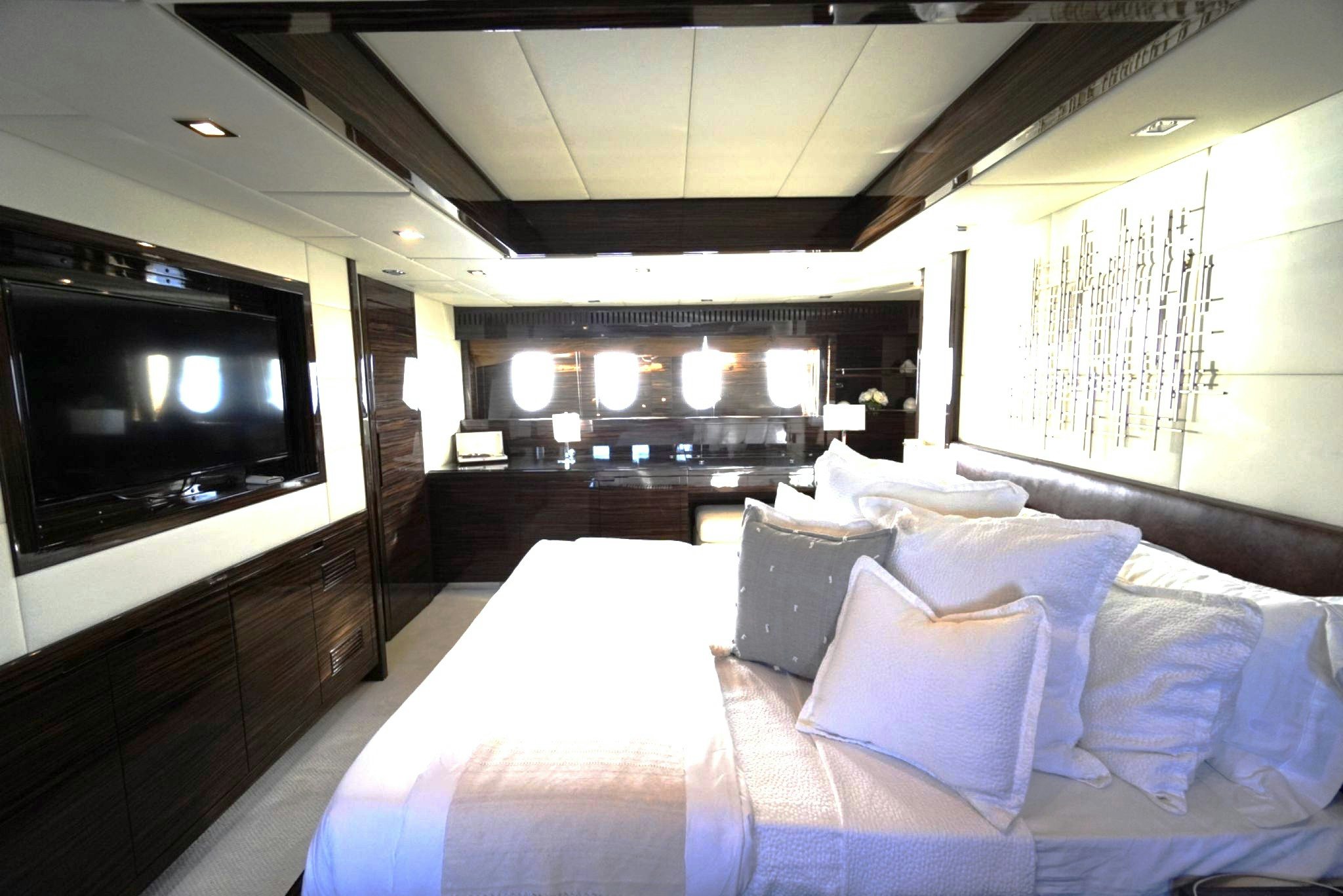 a bed in a room aboard GO Yacht for Sale