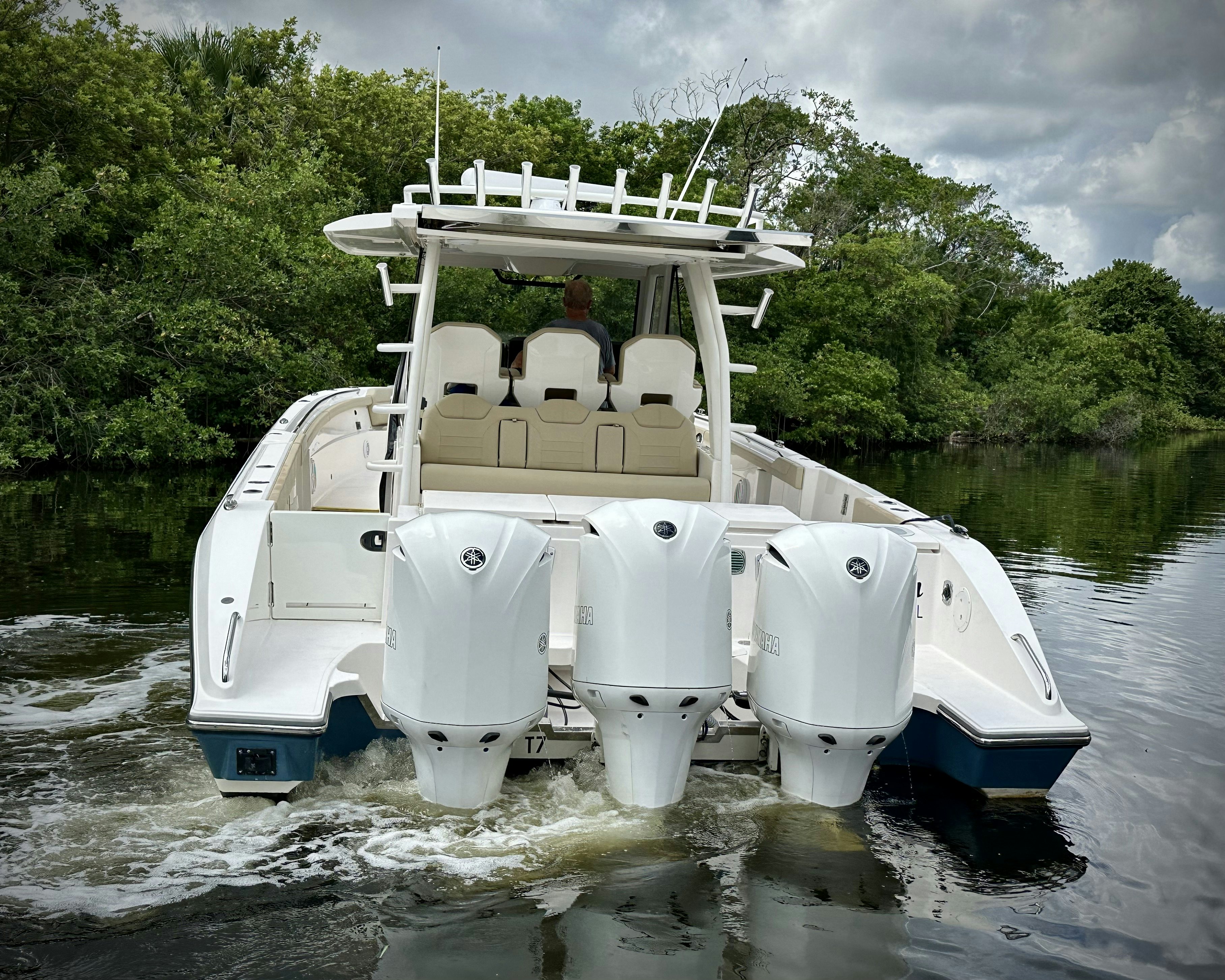 a boat on the water aboard PURSUIT S 408 Yacht for Sale