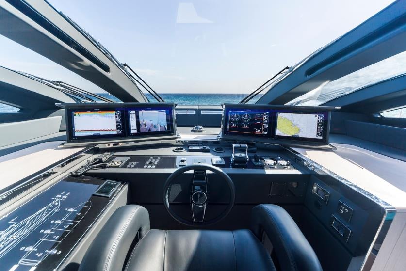 inside of a car aboard BARRACUDA III Yacht for Charter