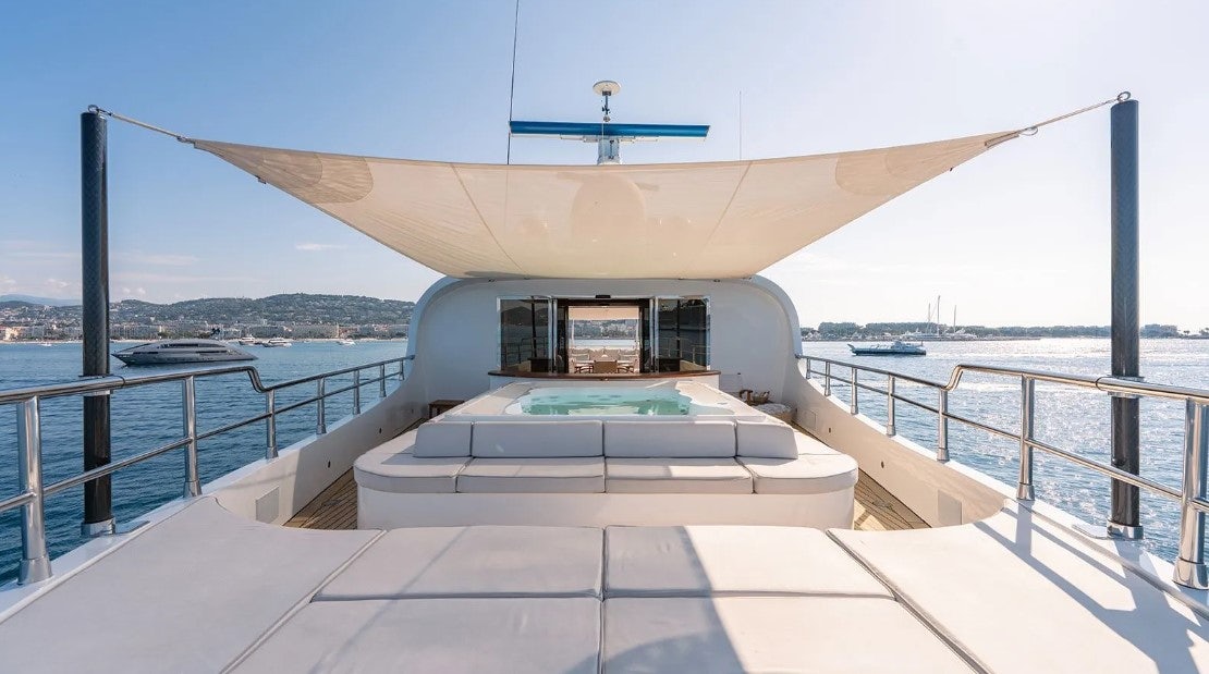 a boat on the water aboard LOTUS Yacht for Charter
