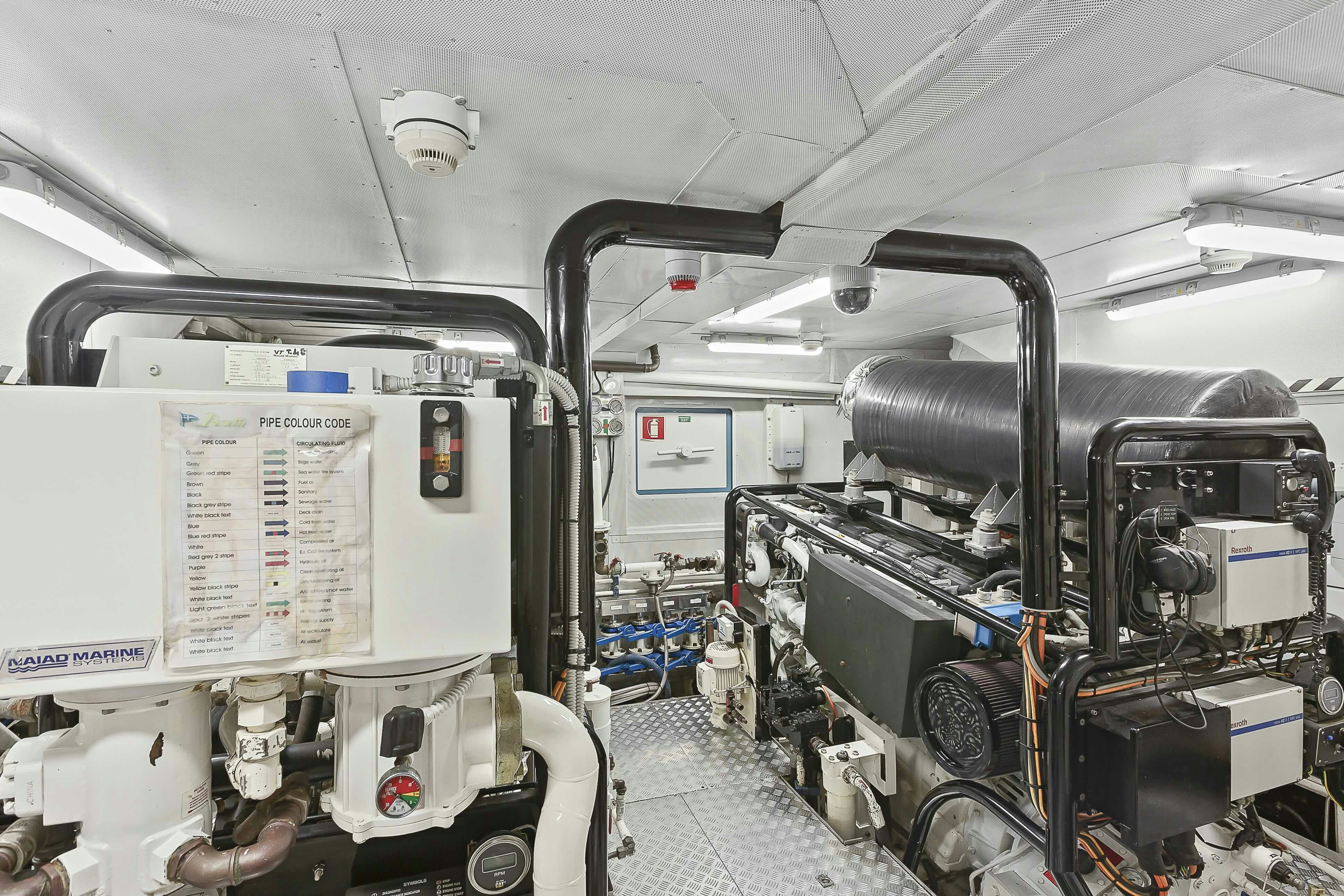 a large machine with many parts aboard ROSE OF KINGSTON II Yacht for Sale