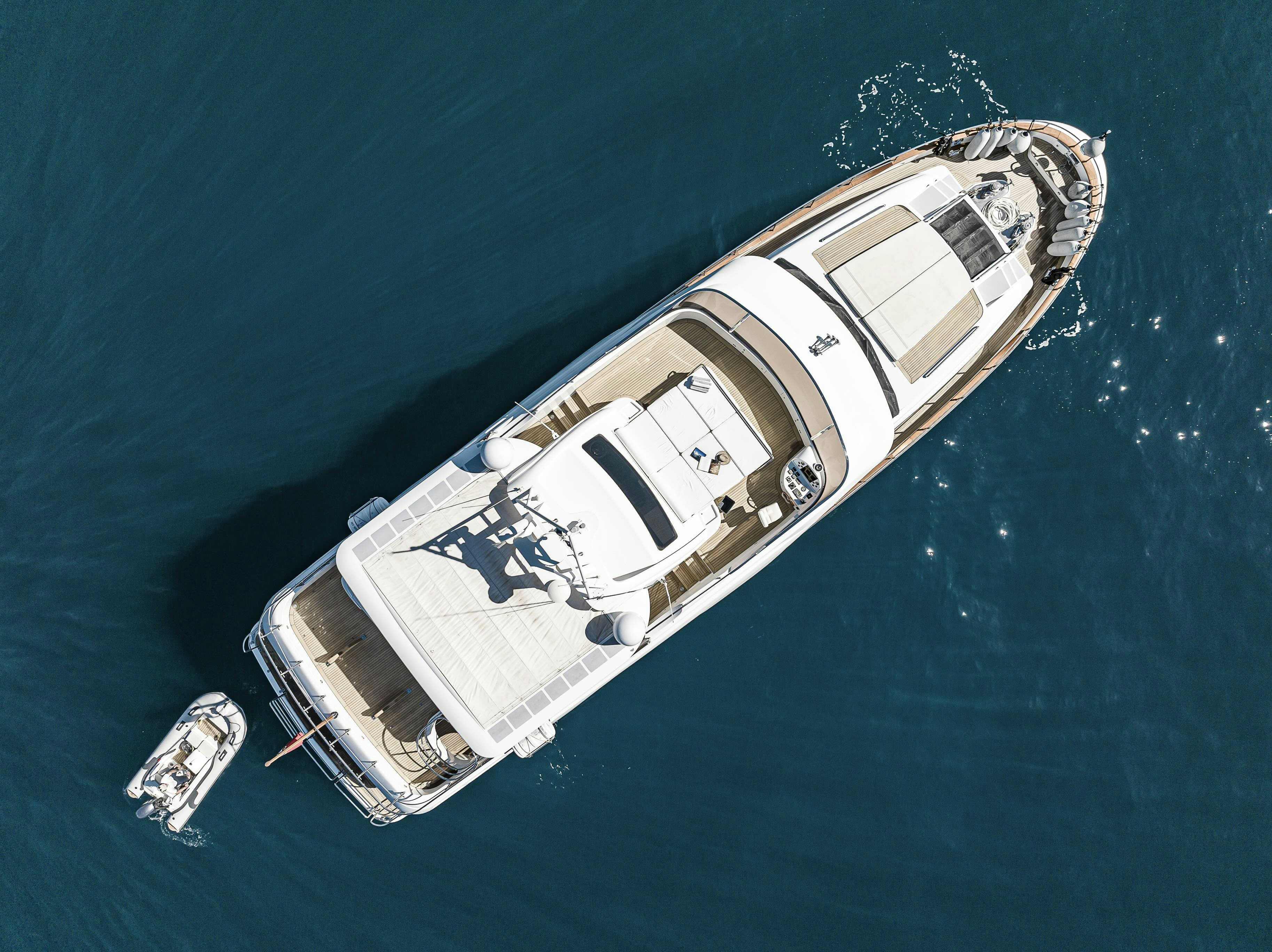 a high angle view of a ship aboard ROSE OF KINGSTON II Yacht for Sale