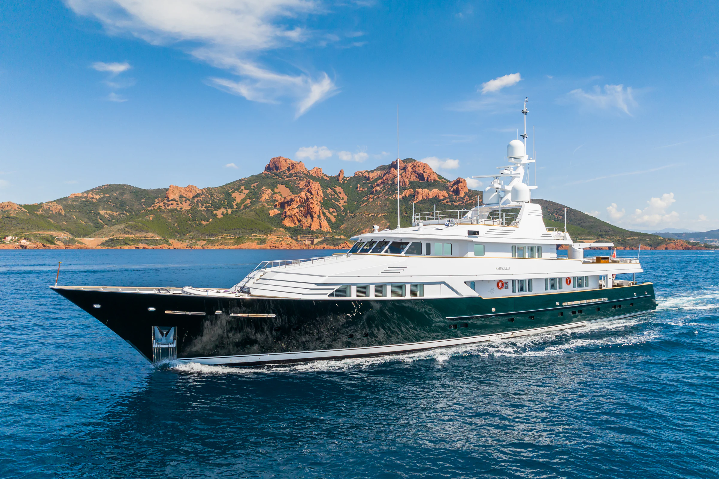 a boat on the water aboard EMERALD Yacht for Charter