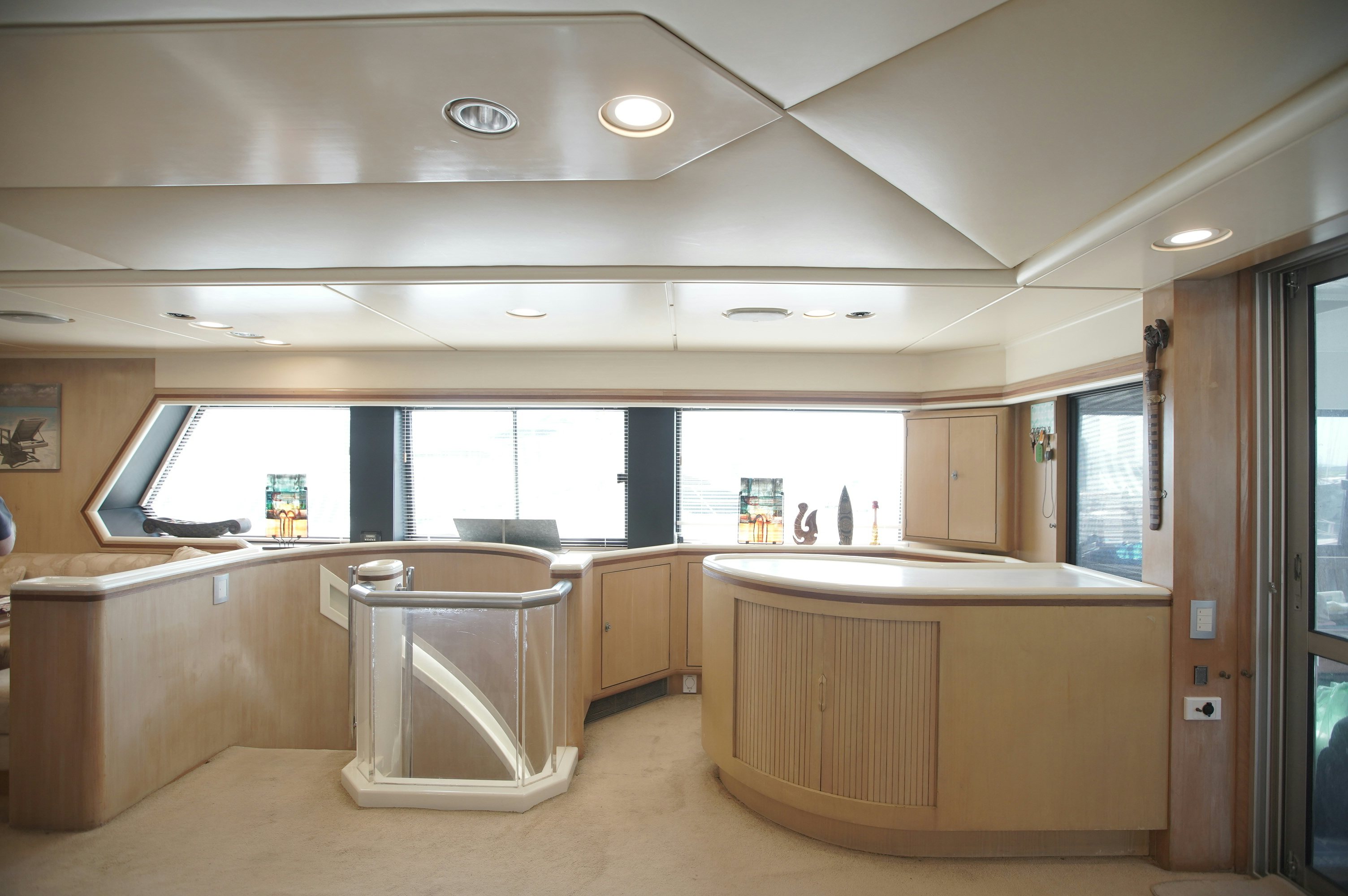 a kitchen with a large island aboard BRAVEHEART 2 Yacht for Sale