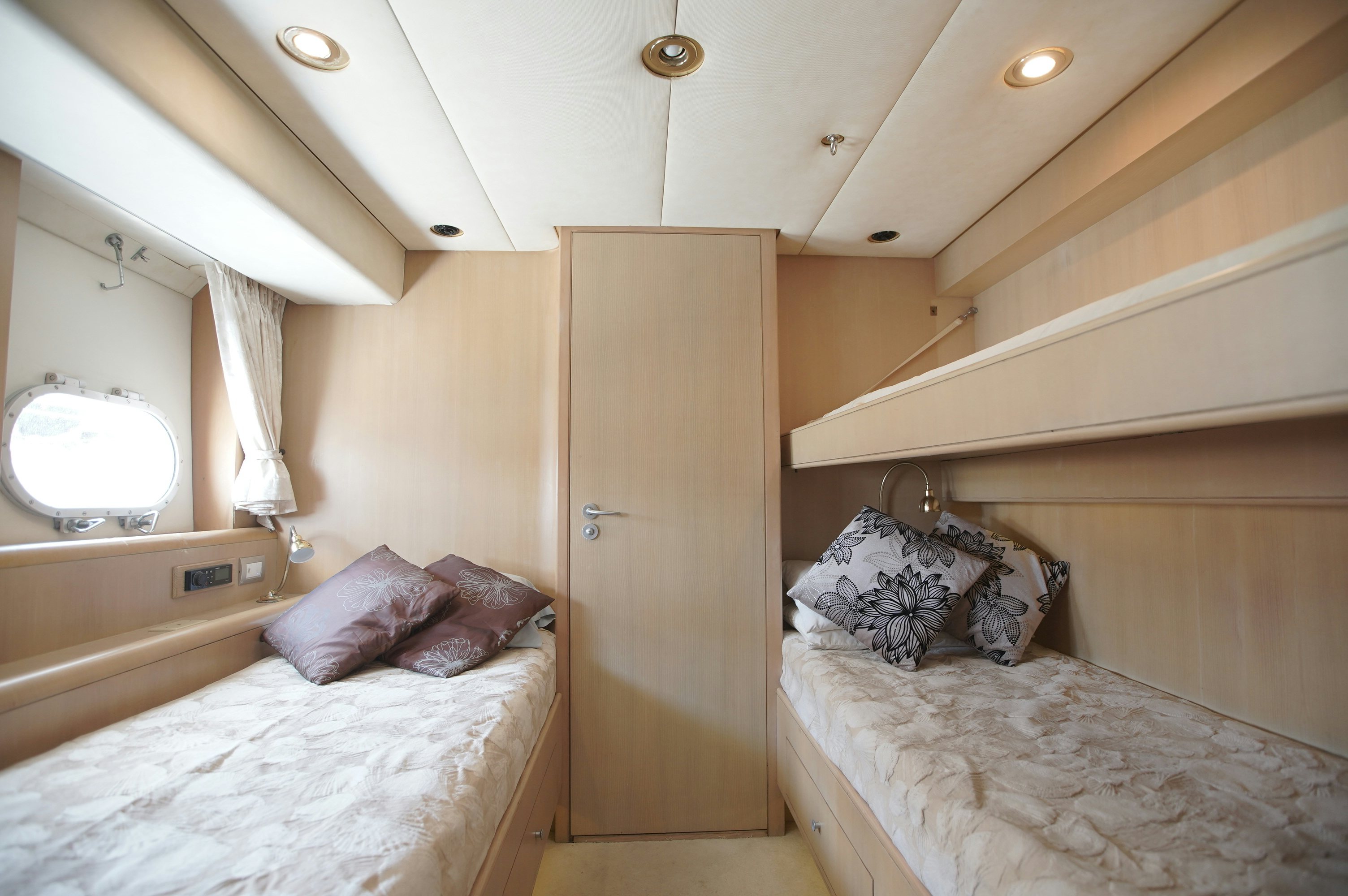 a room with two beds aboard BRAVEHEART 2 Yacht for Sale
