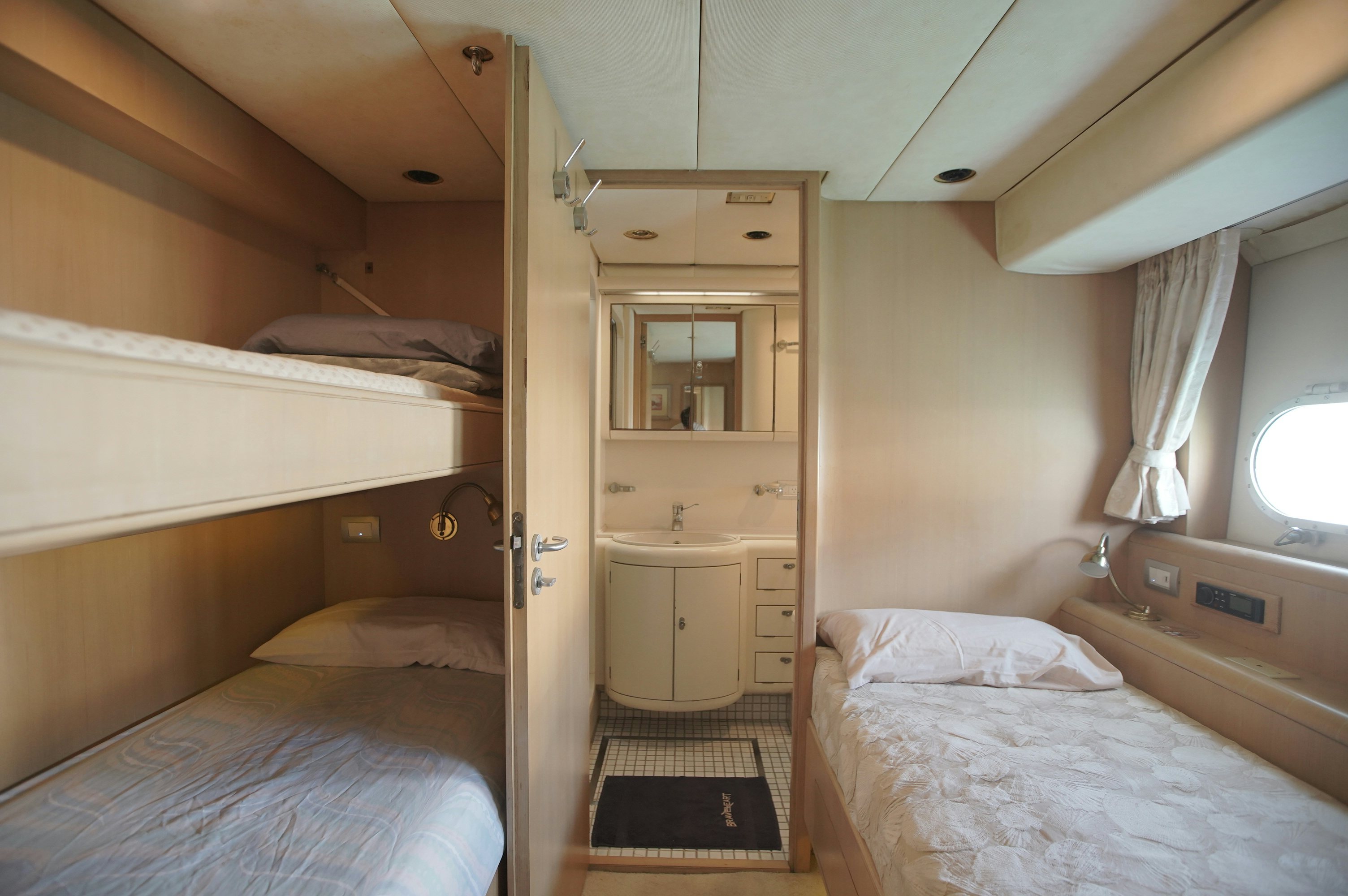 a room with two beds aboard BRAVEHEART 2 Yacht for Sale