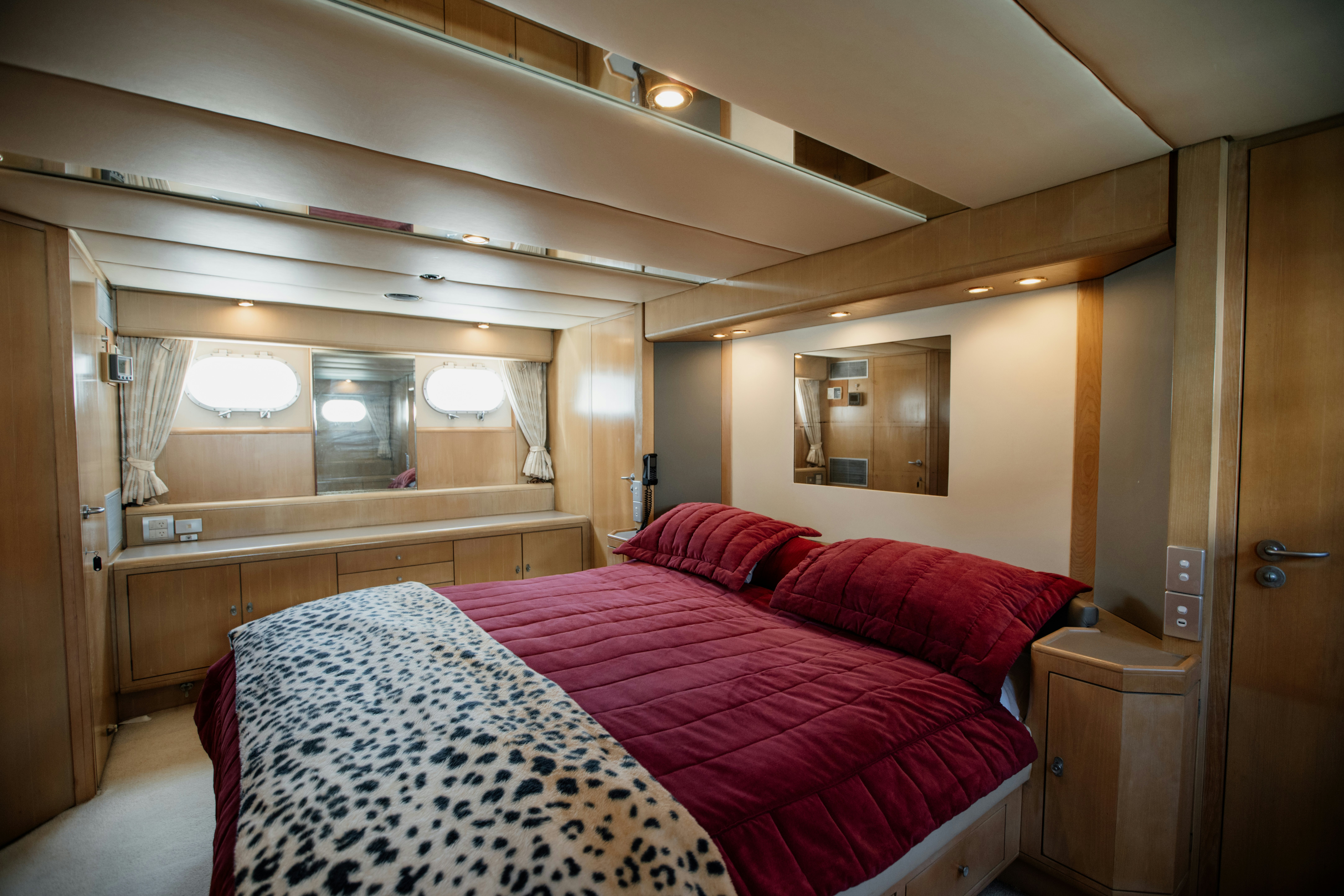 a couple of beds in a room aboard BRAVEHEART 2 Yacht for Sale