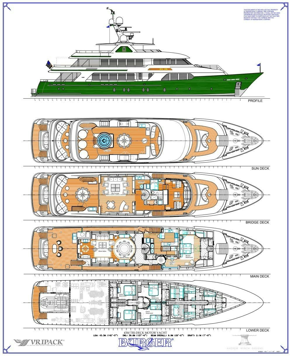 diagram, engineering drawing aboard SHADOWL Yacht for Charter