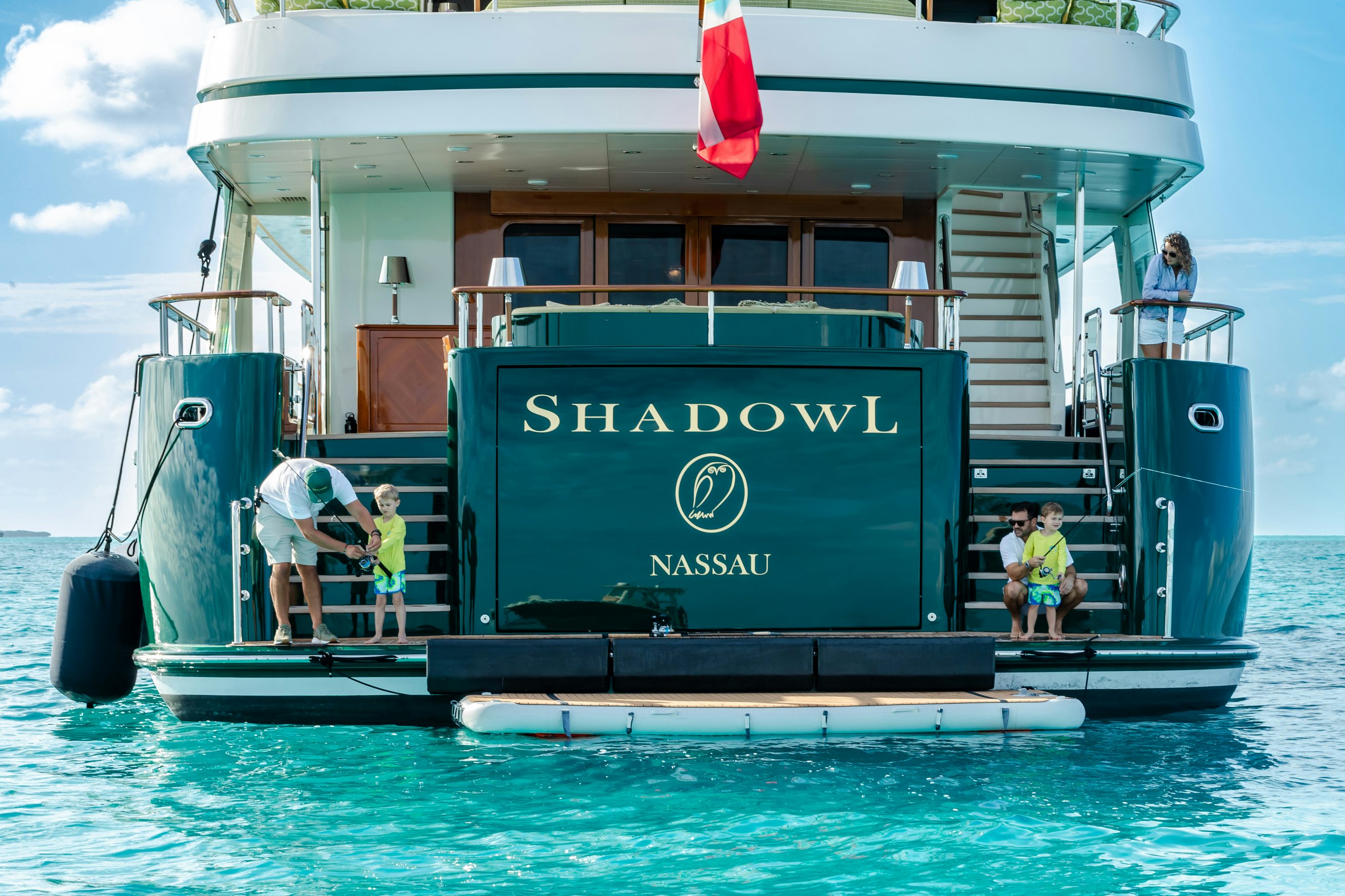 a boat with people on it aboard SHADOWL Yacht for Charter