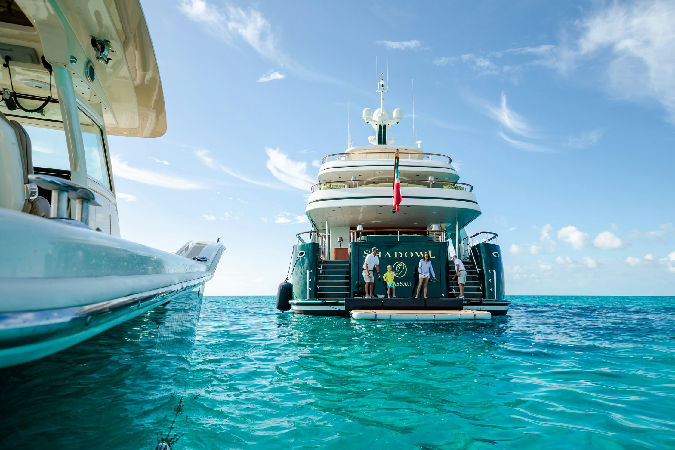 a boat in the water aboard SHADOWL Yacht for Charter