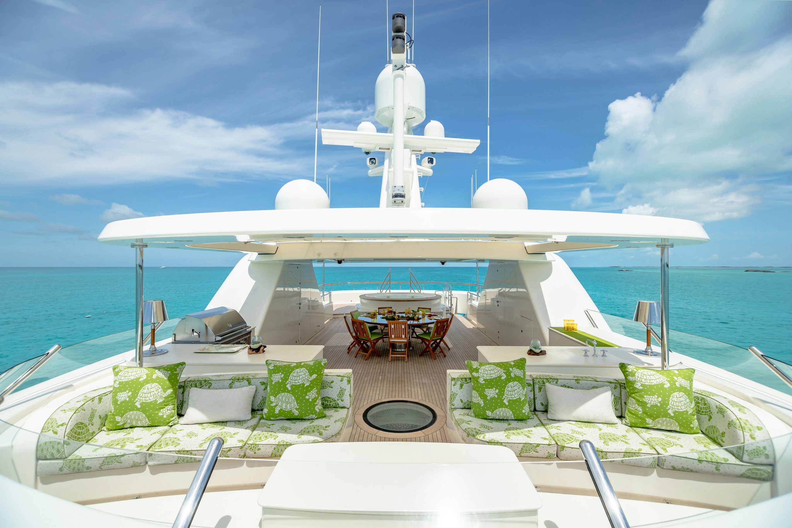 a white ship on a deck aboard SHADOWL Yacht for Charter