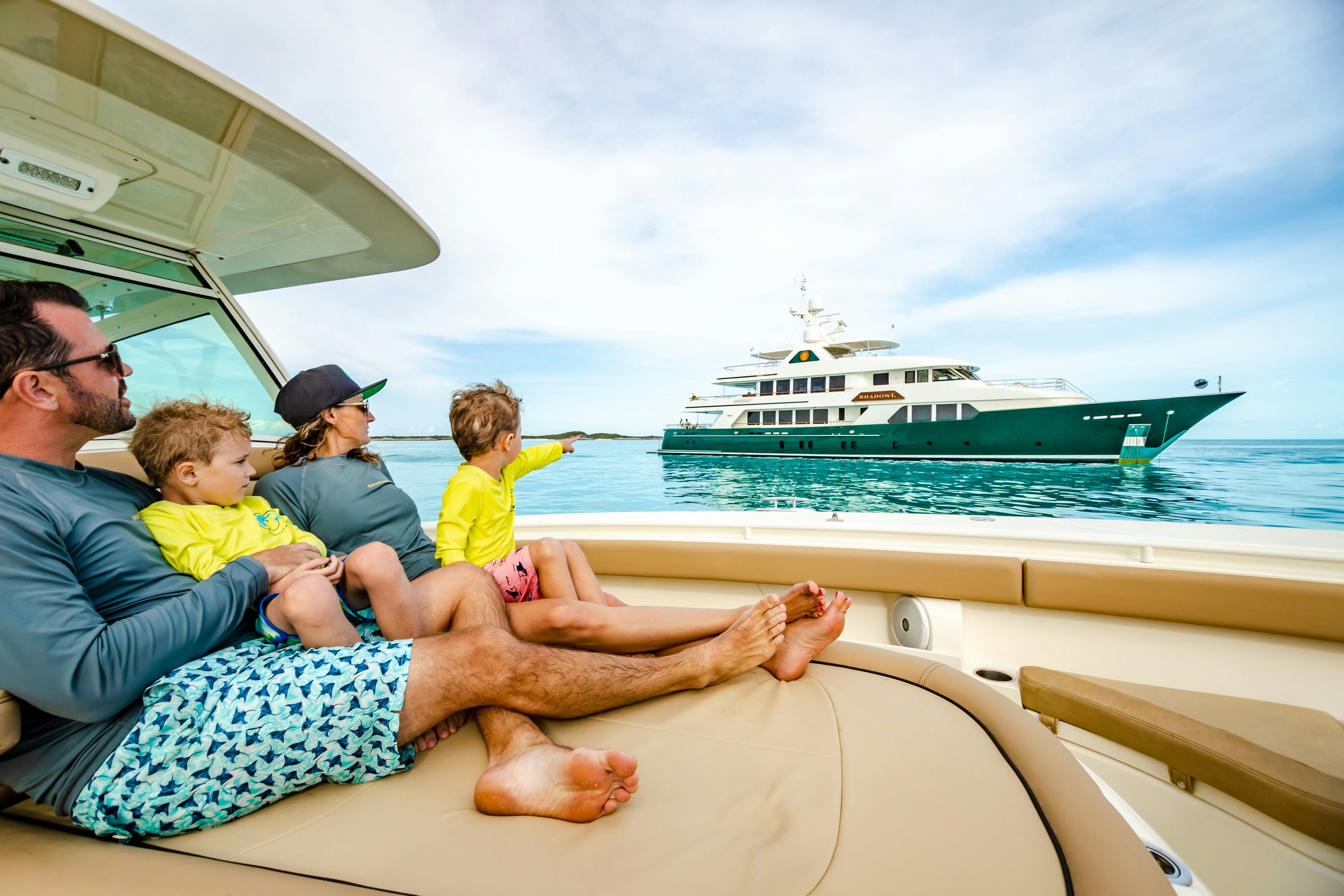 a group of people on a boat aboard SHADOWL Yacht for Charter