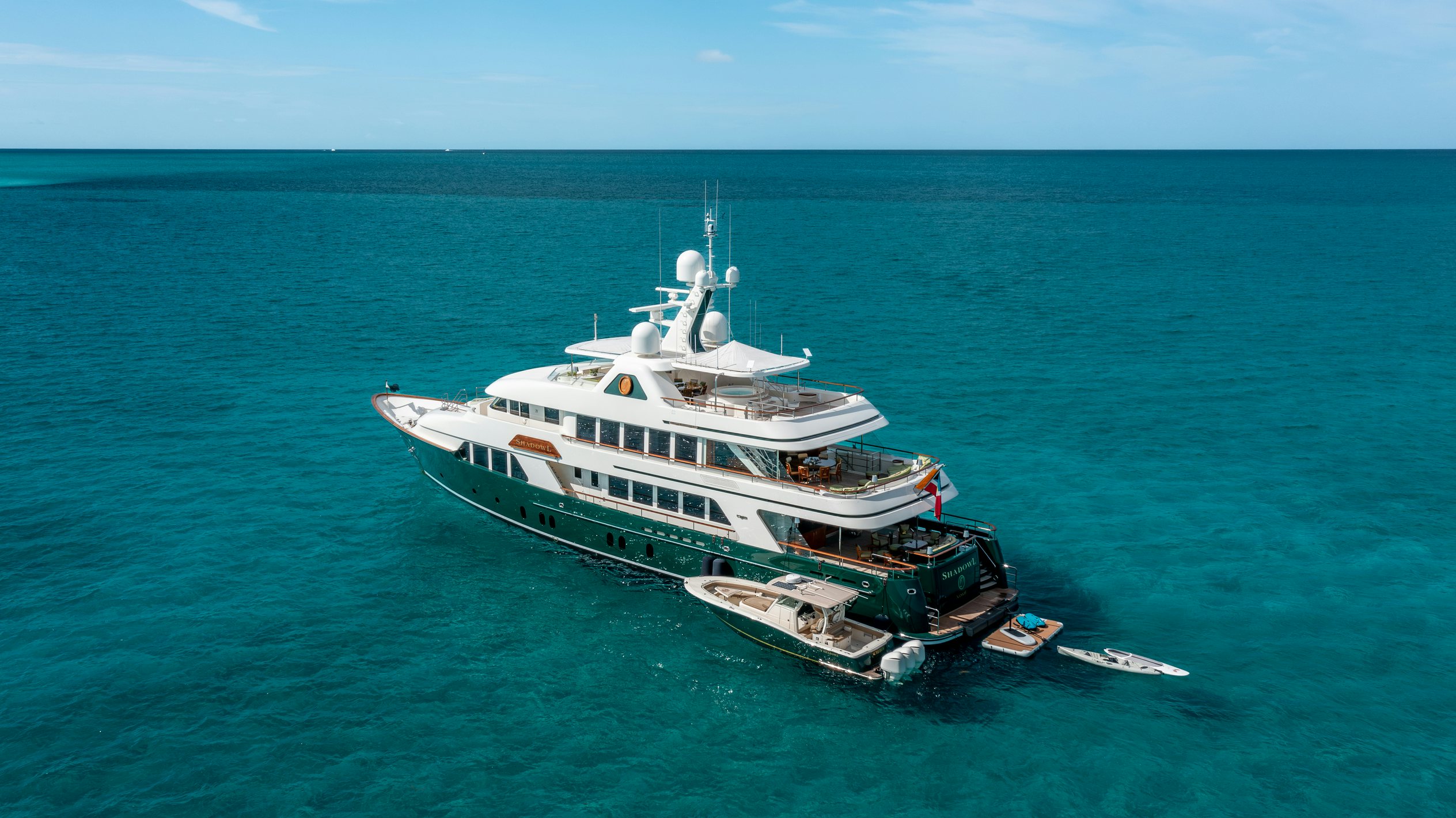 a boat in the water aboard SHADOWL Yacht for Charter