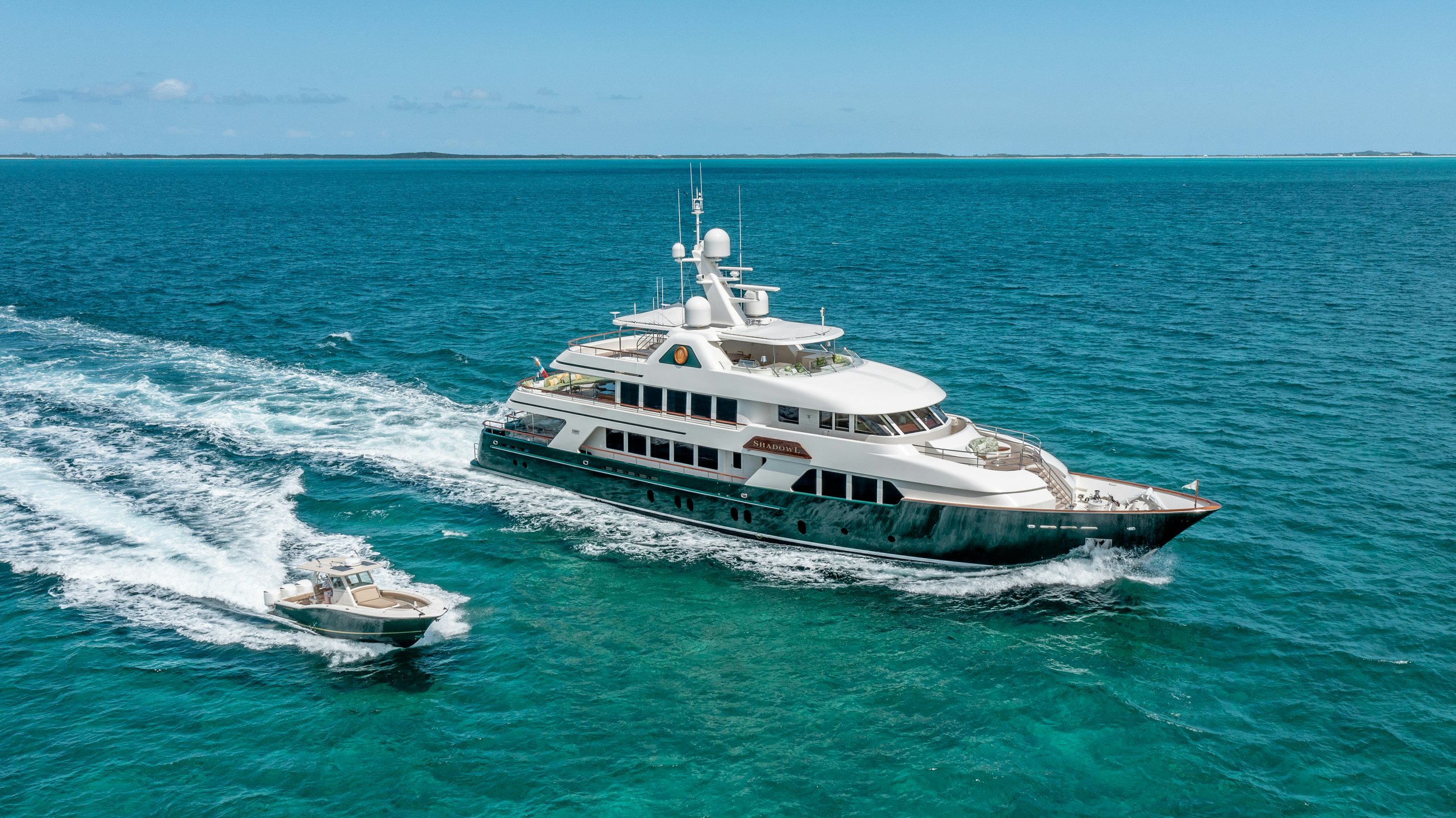 a boat on the water aboard SHADOWL Yacht for Charter